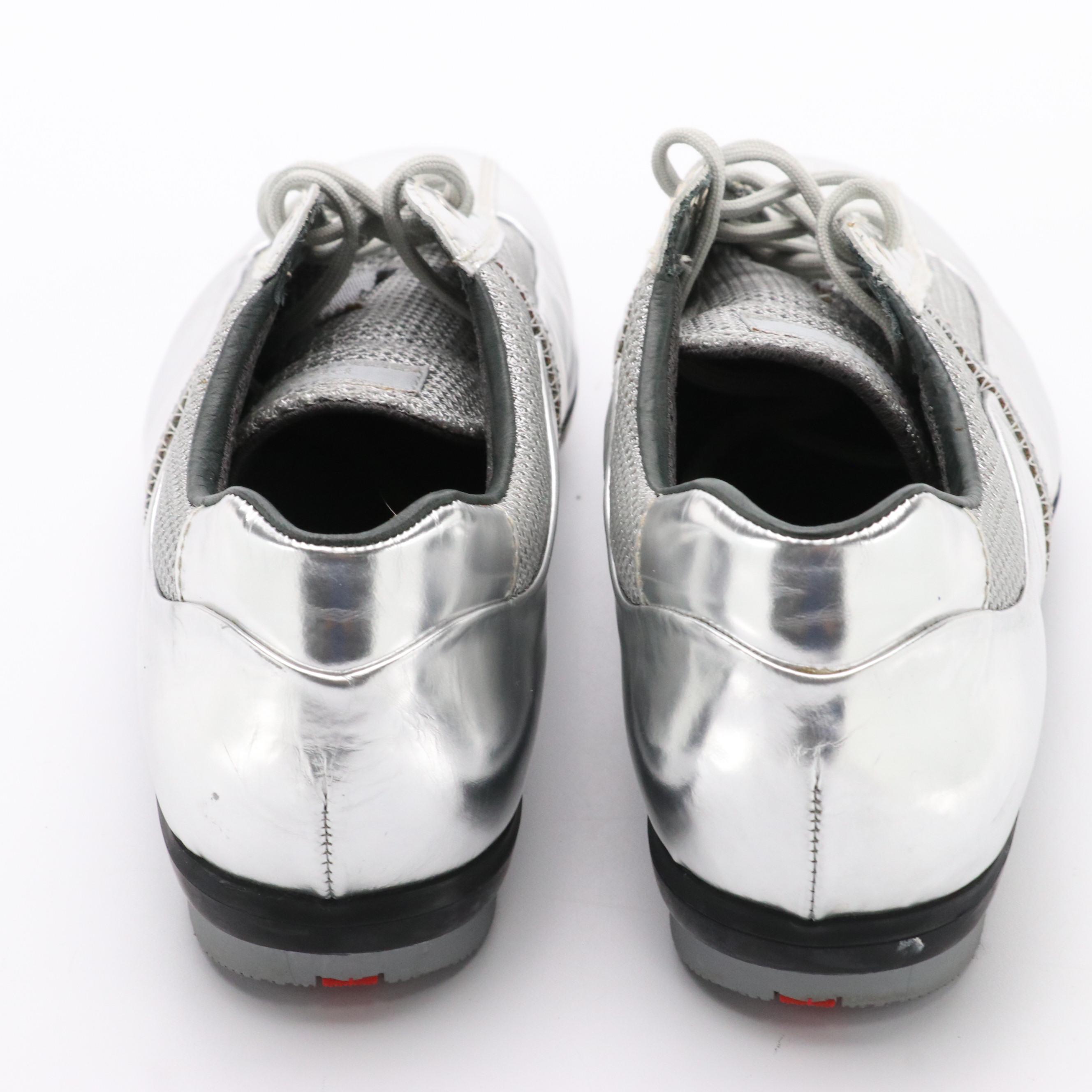 Prada Sport Metallic Leather Trainers in Box