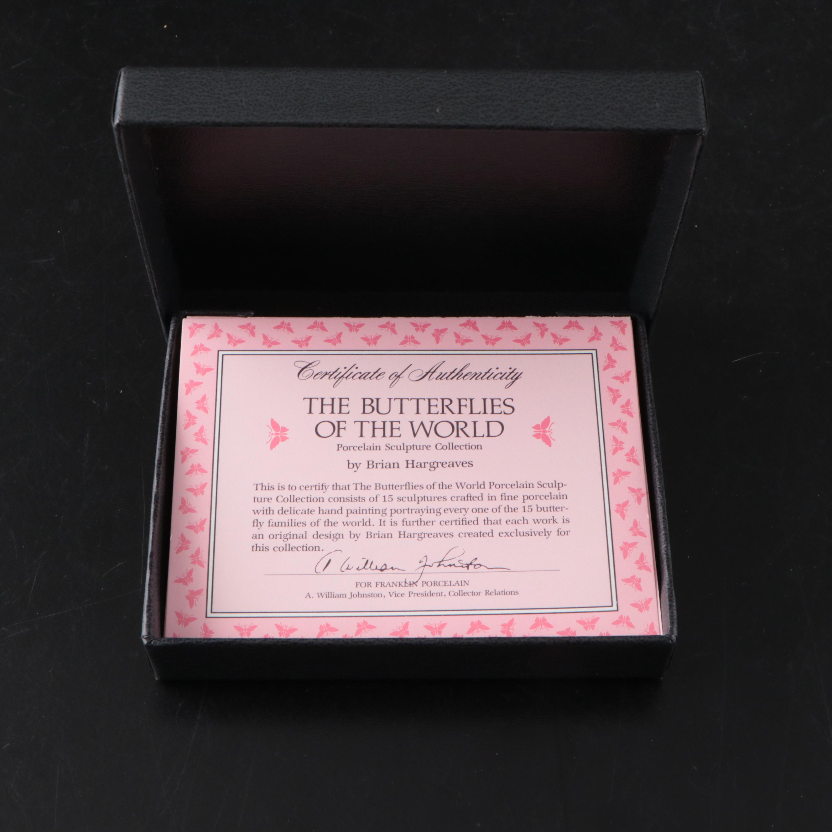Franklin Mint "Butterflies of the World" Porcelain Collection and Display, 1985