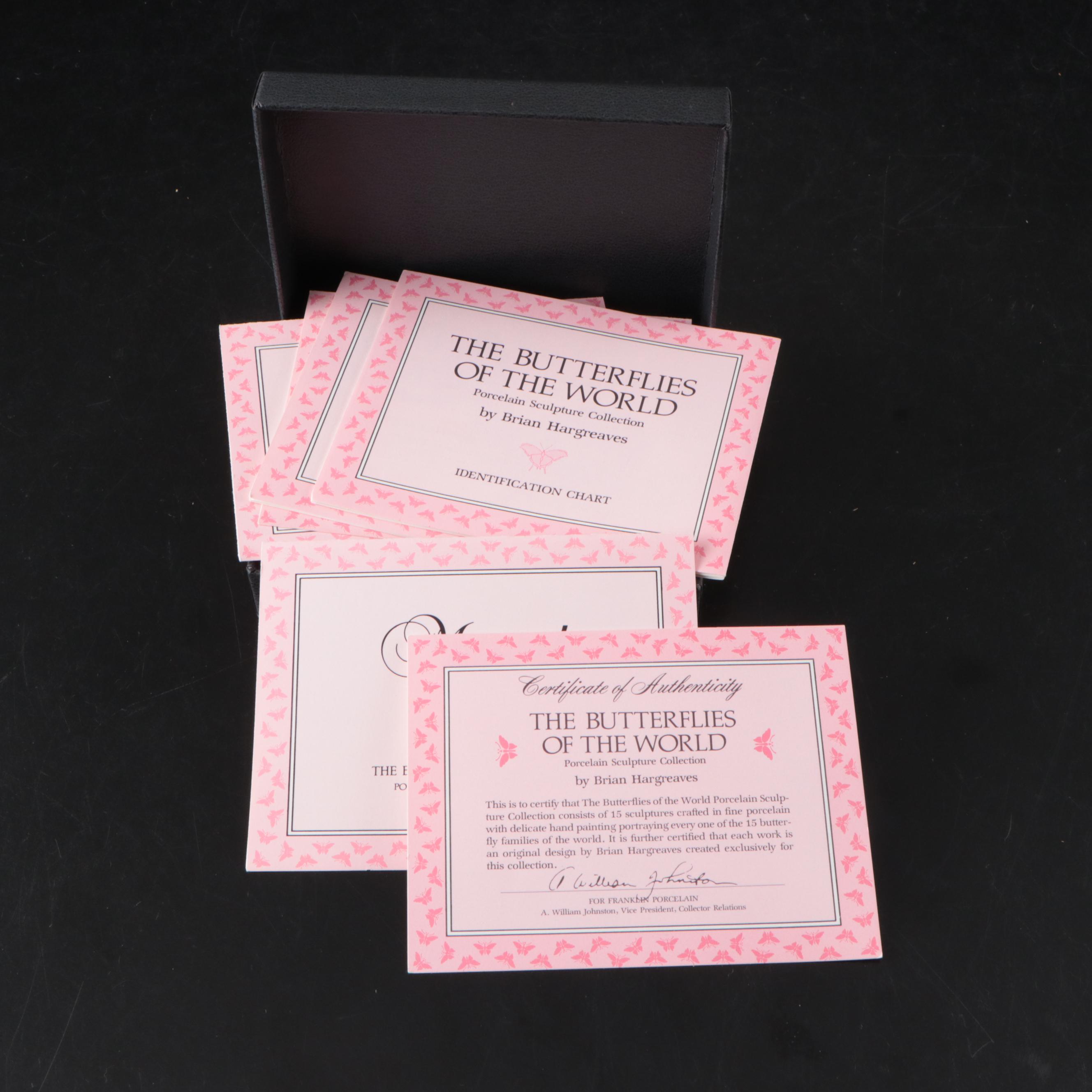 Franklin Mint "Butterflies of the World" Porcelain Collection and Display, 1985
