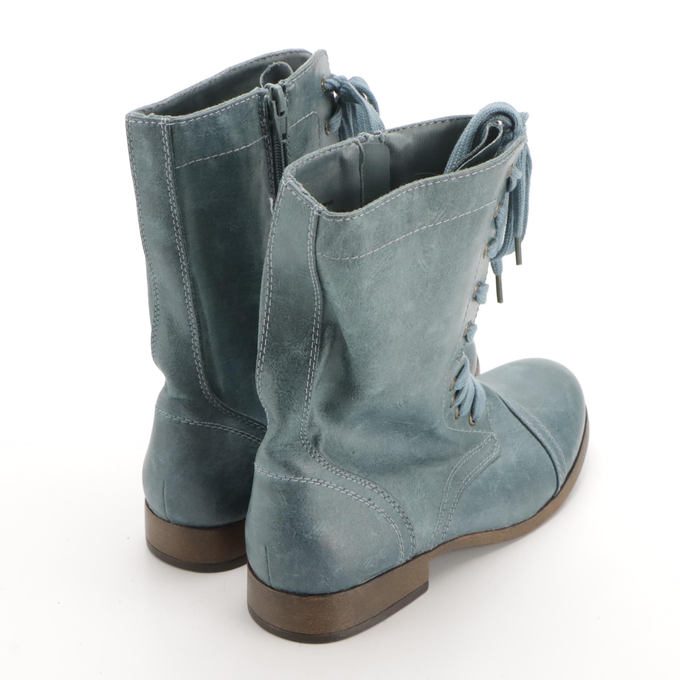 Mossimo Supply Co. Khalea Combat Boots in Blue and Black Leather