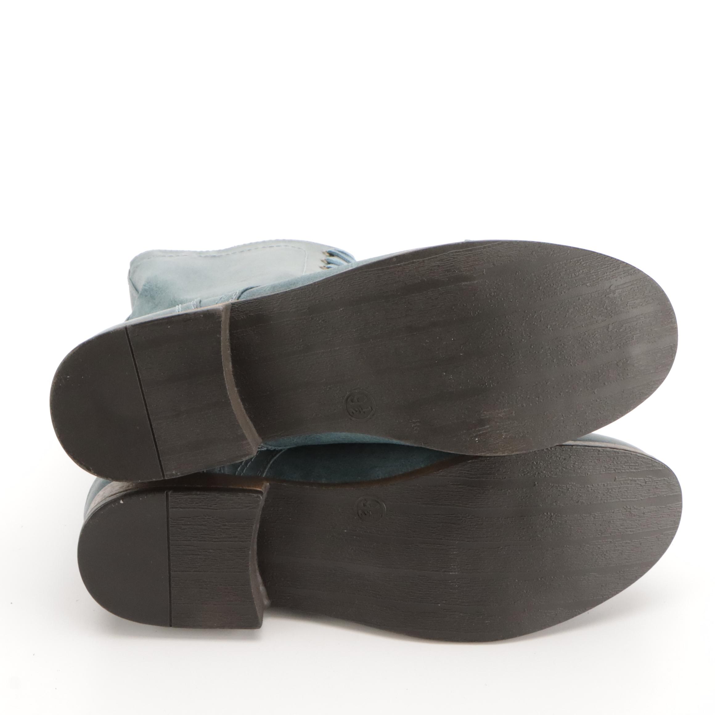 Mossimo Supply Co. Khalea Combat Boots in Blue and Black Leather