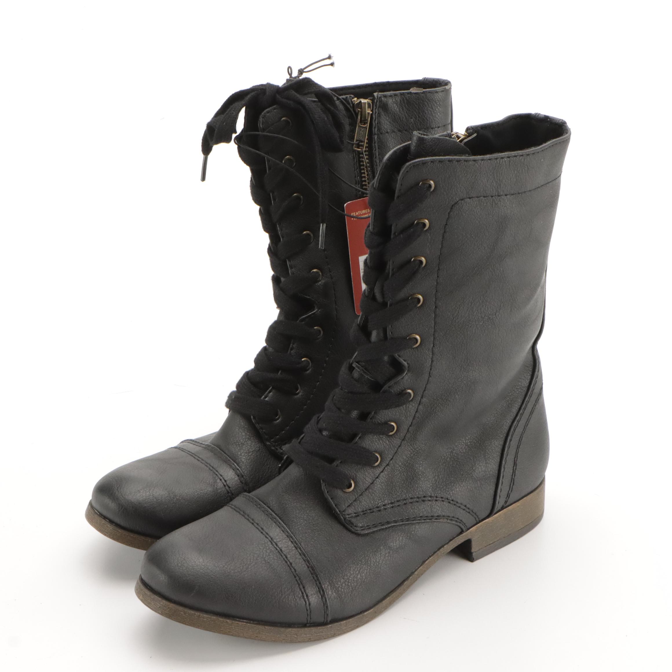 Mossimo Supply Co. Khalea Combat Boots in Blue and Black Leather