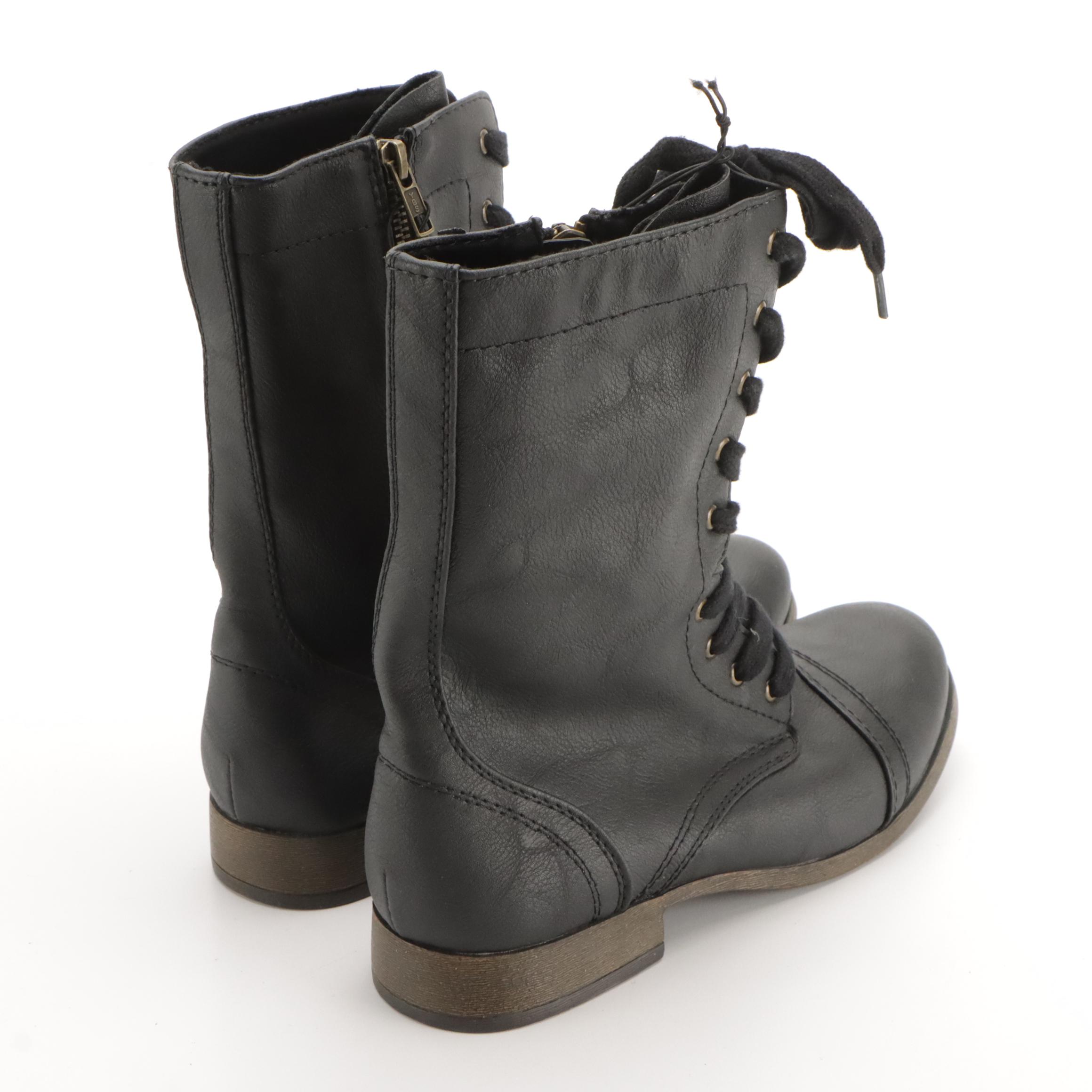 Mossimo Supply Co. Khalea Combat Boots in Blue and Black Leather