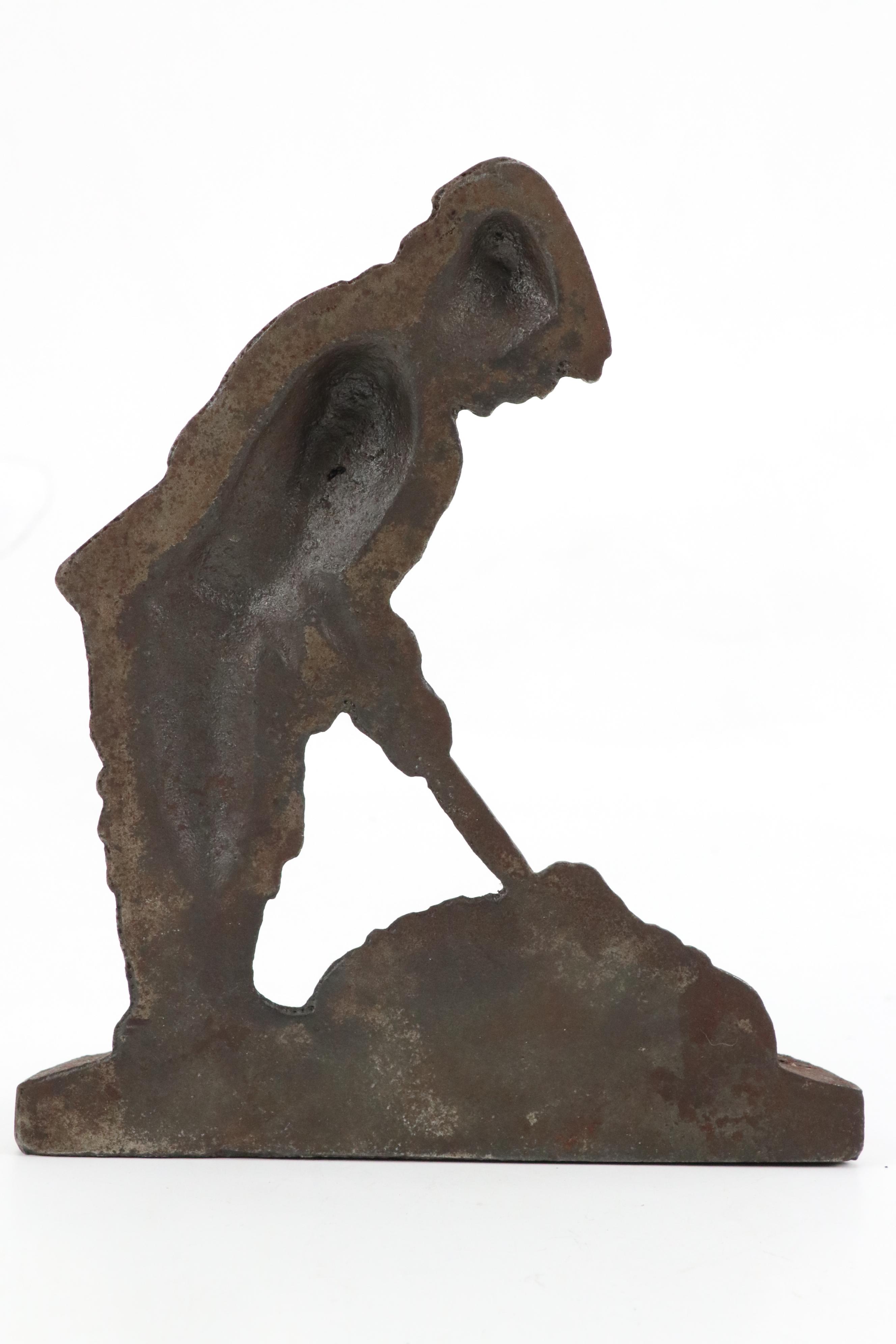 Cast Iron Sundial, Golfer Bookend and Pair of Golf Bag Bookends