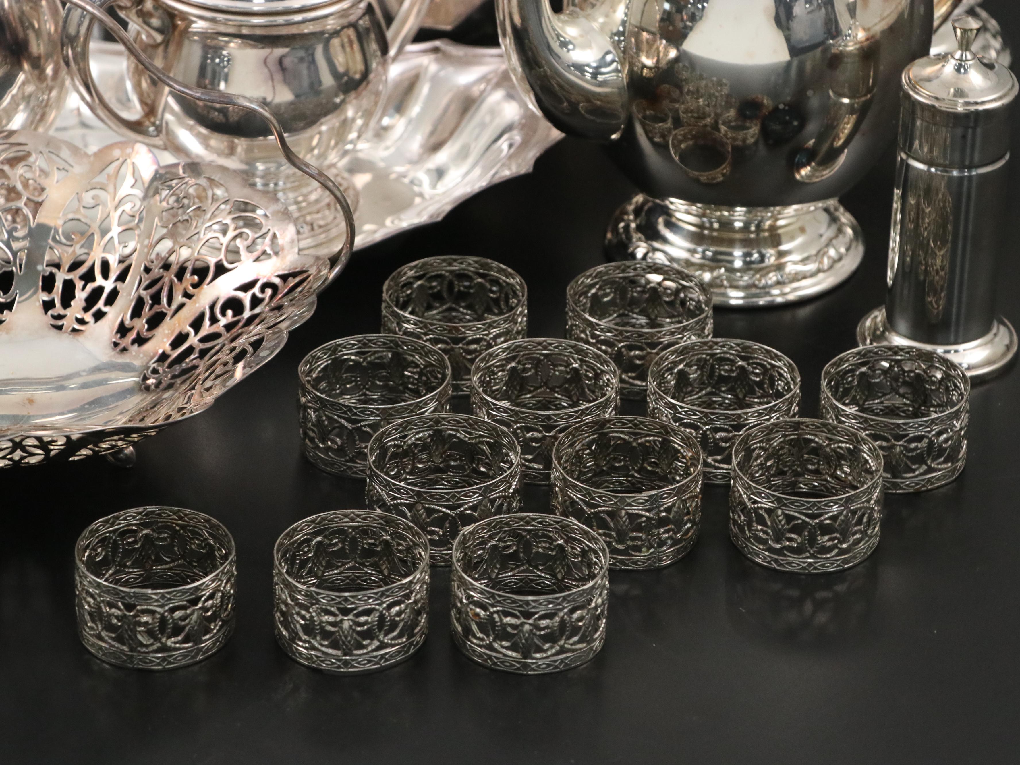 WMA Rogers "Carol" Silver Plate Coffee and Tea Service with Other Décor