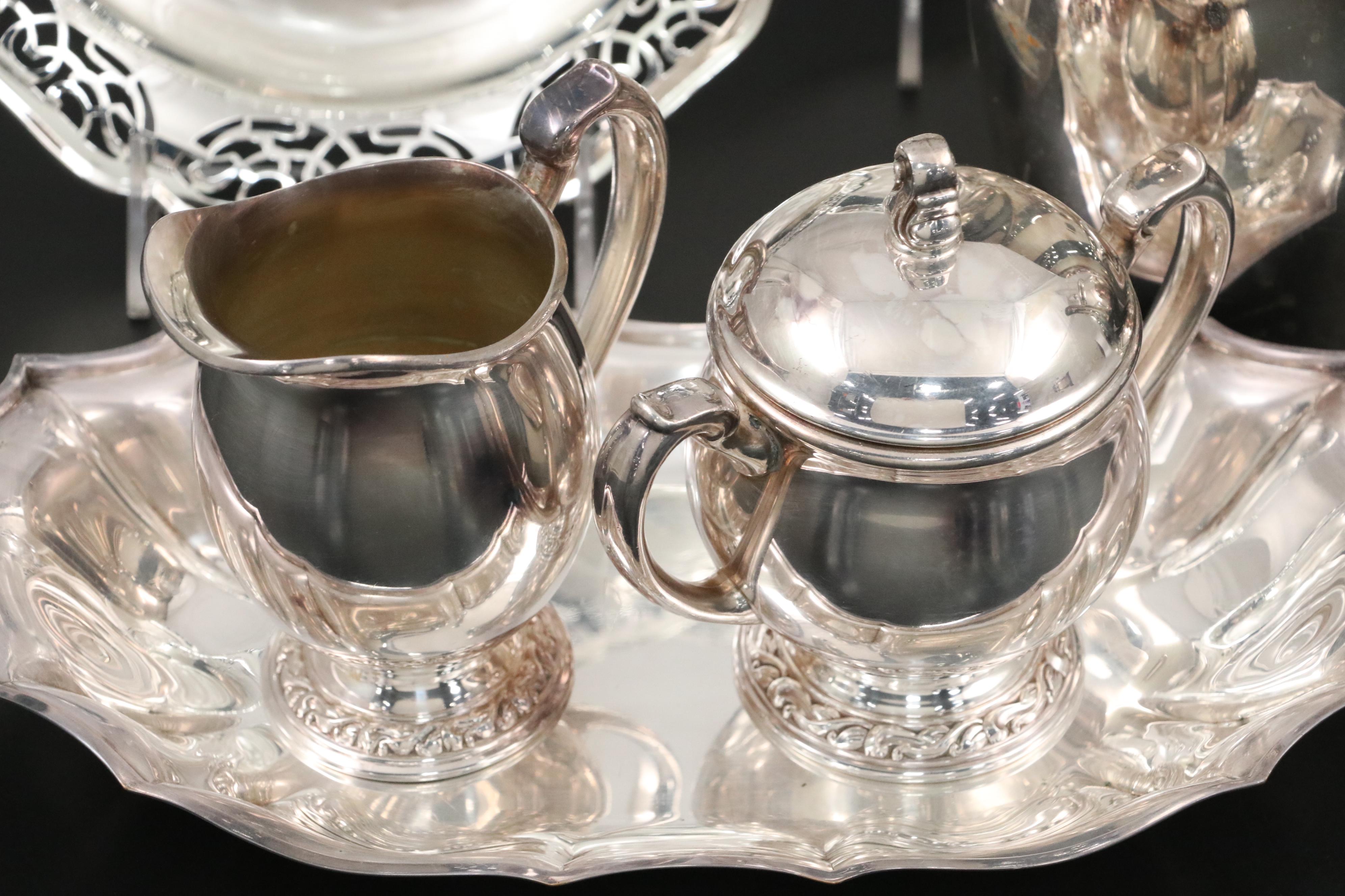 WMA Rogers "Carol" Silver Plate Coffee and Tea Service with Other Décor