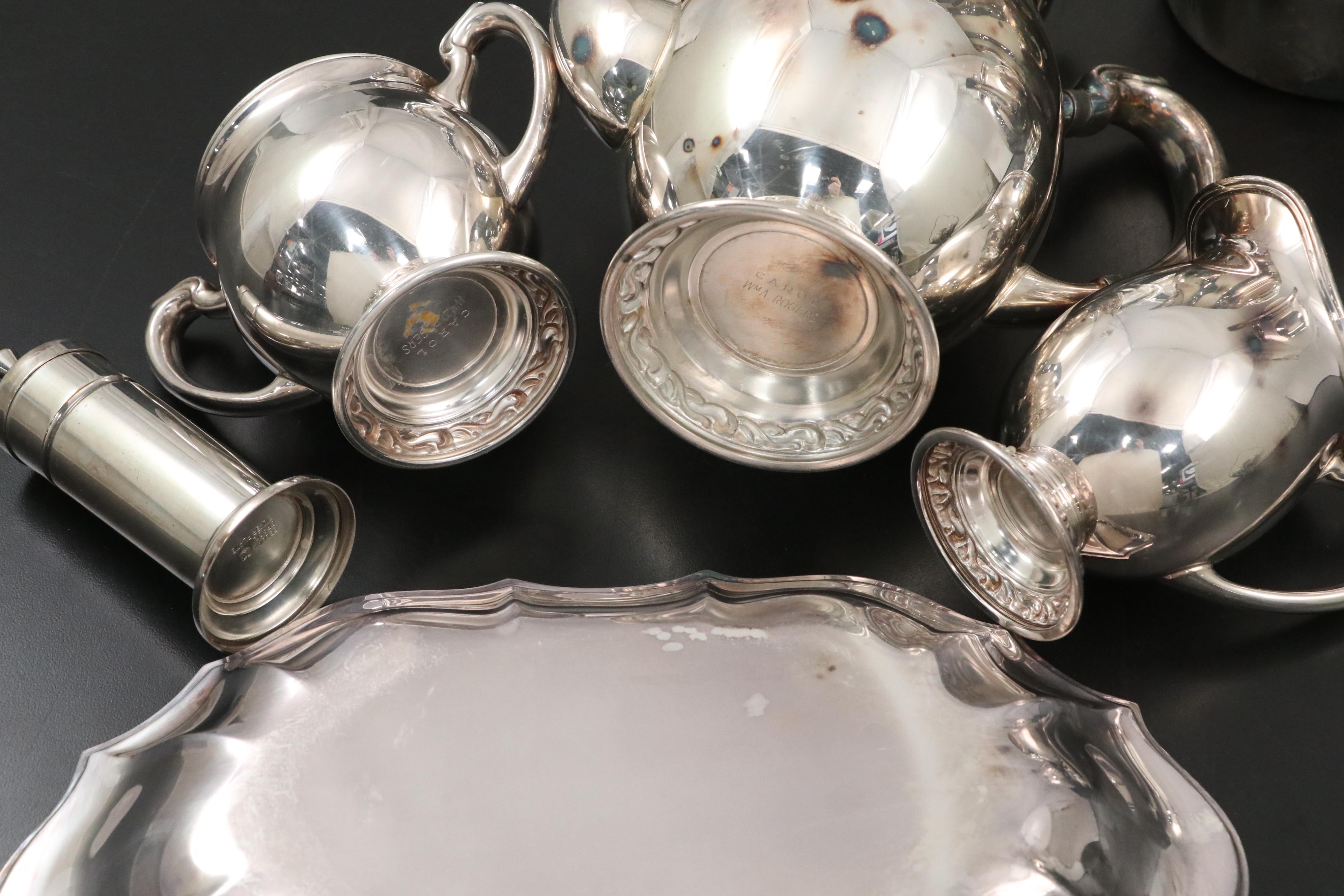 WMA Rogers "Carol" Silver Plate Coffee and Tea Service with Other Décor