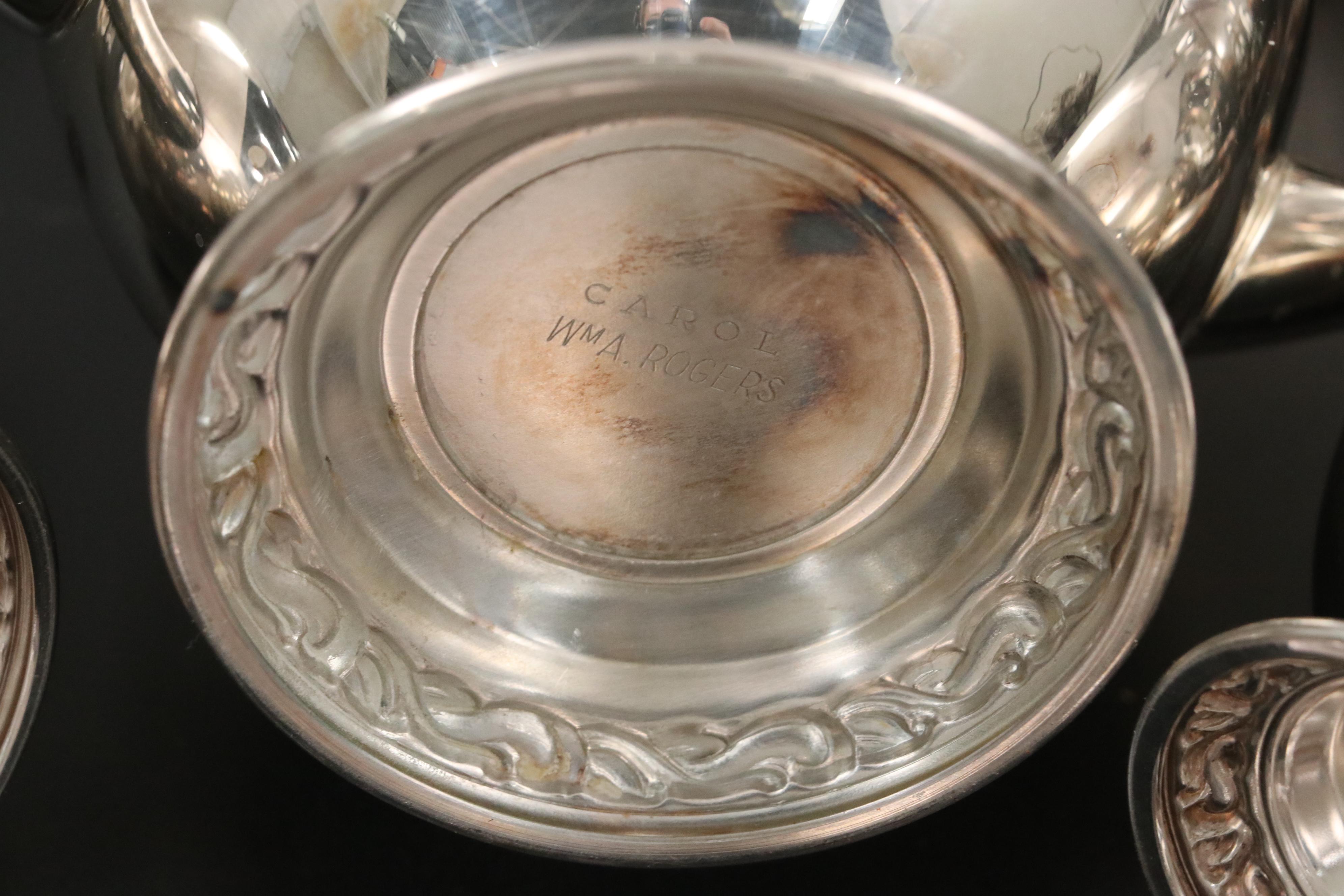 WMA Rogers "Carol" Silver Plate Coffee and Tea Service with Other Décor