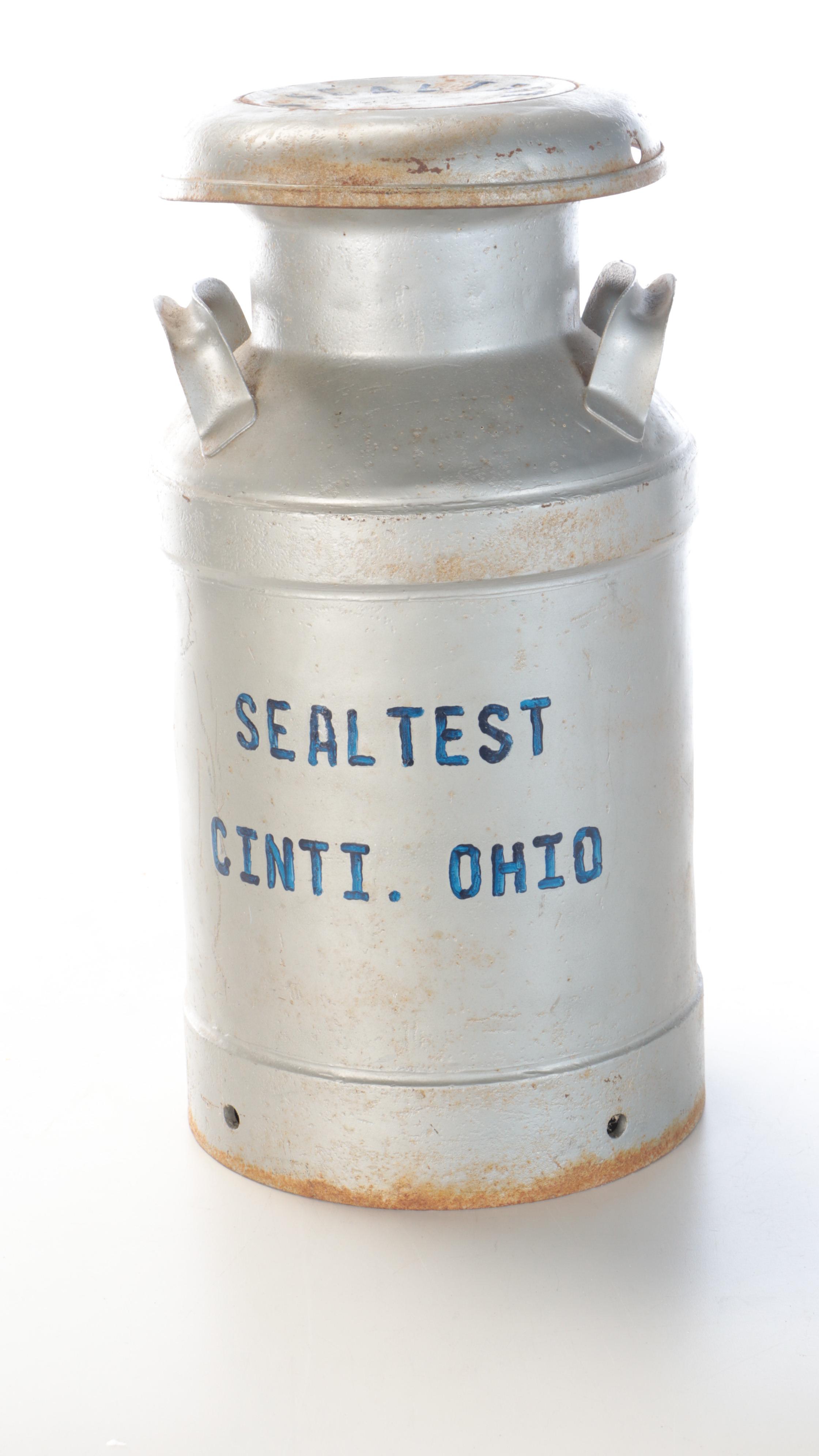 French Bauer Dairy Galvanized Metal Insulated Porch Box and Metal Milk Can