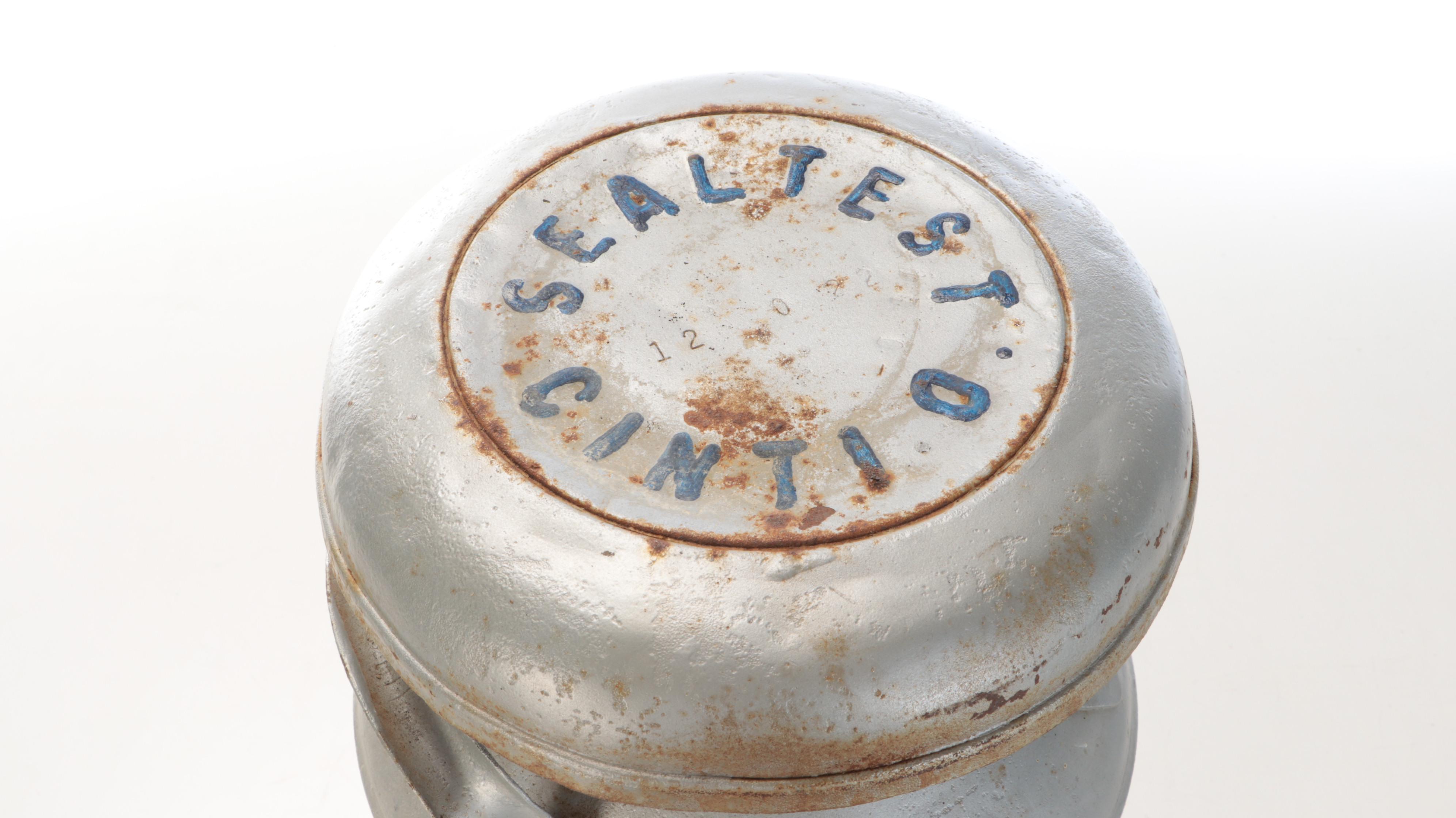 French Bauer Dairy Galvanized Metal Insulated Porch Box and Metal Milk Can