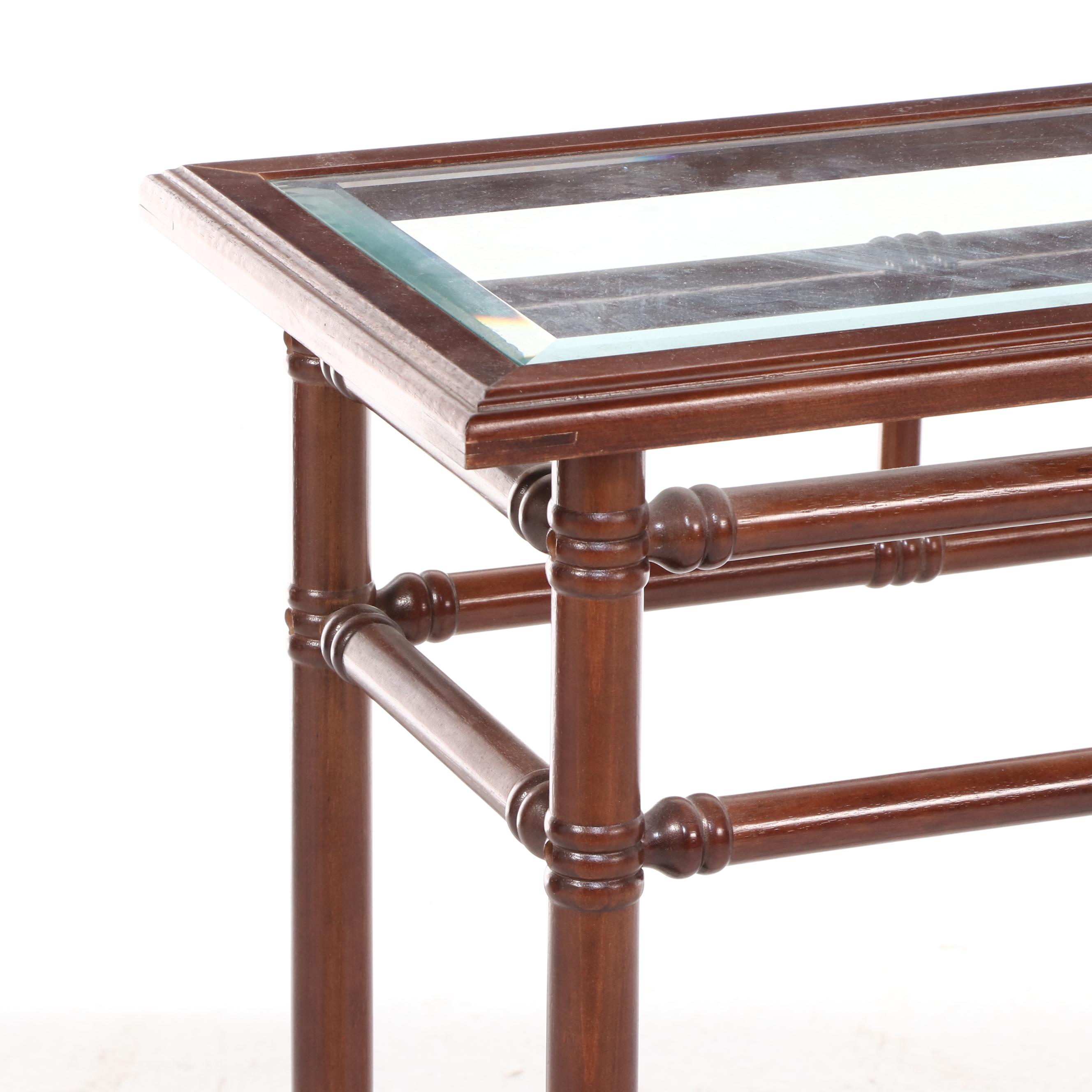 Bombay Company Federal Style Mahogany-Stained and Glass Top Console Table