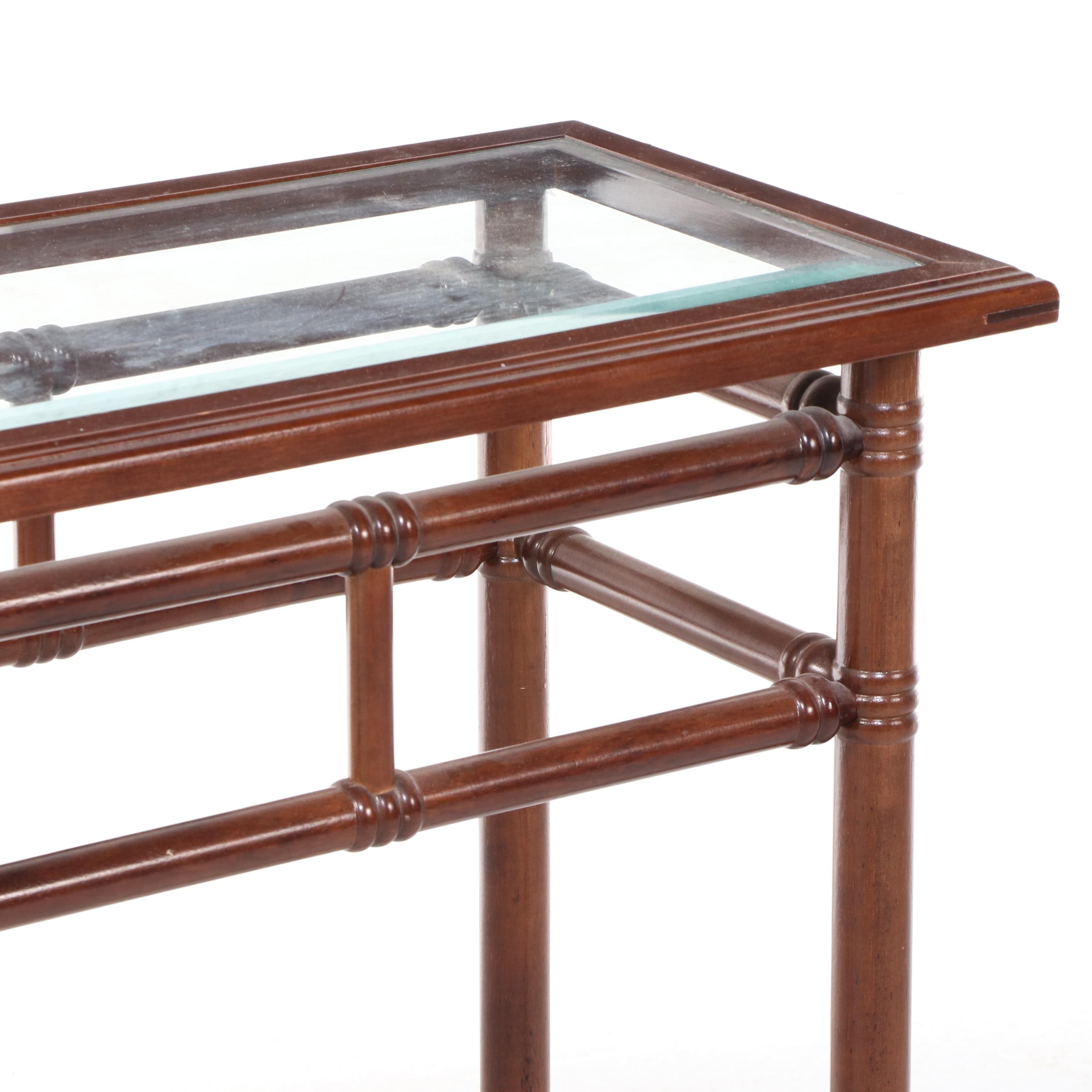 Bombay Company Federal Style Mahogany-Stained and Glass Top Console Table