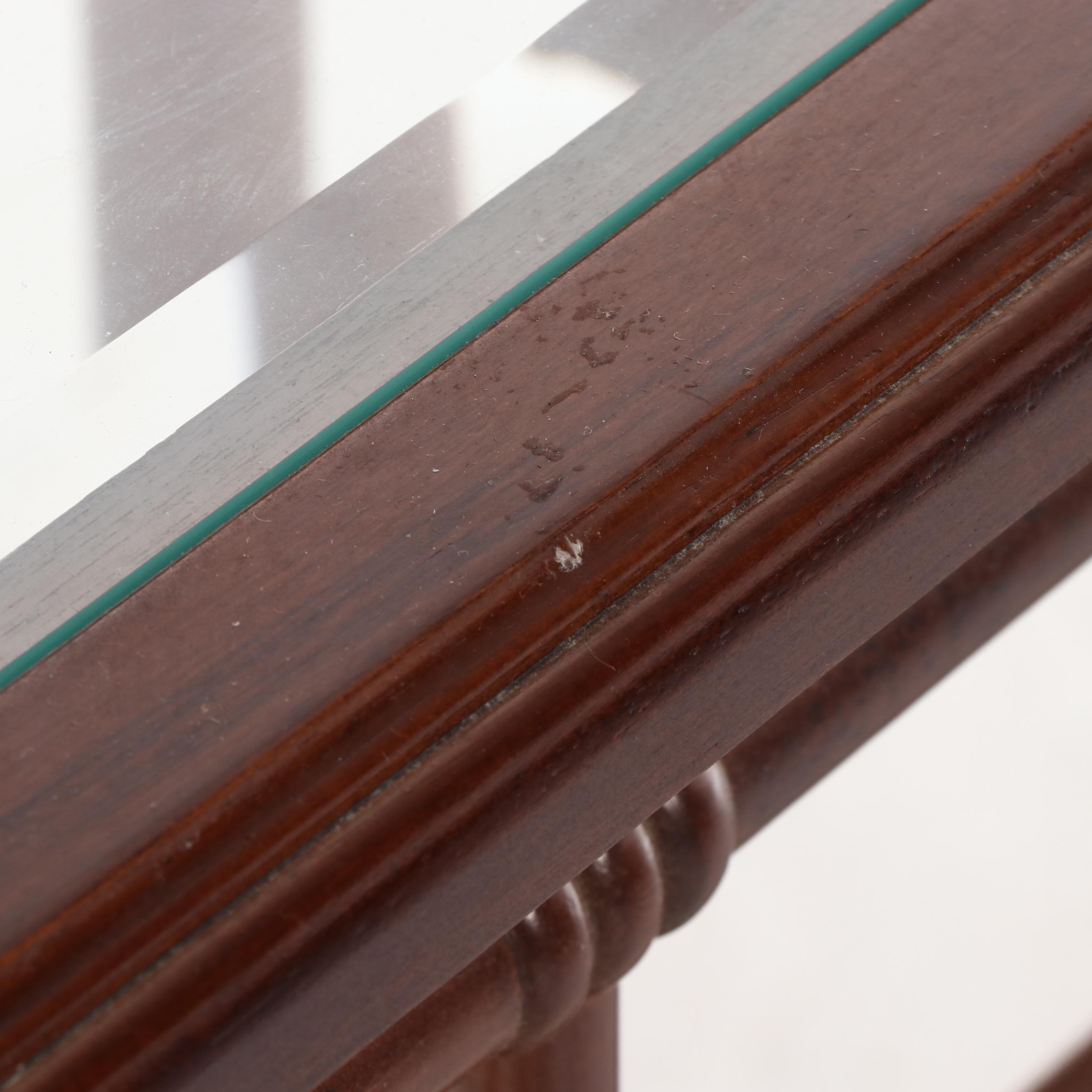 Bombay Company Federal Style Mahogany-Stained and Glass Top Console Table