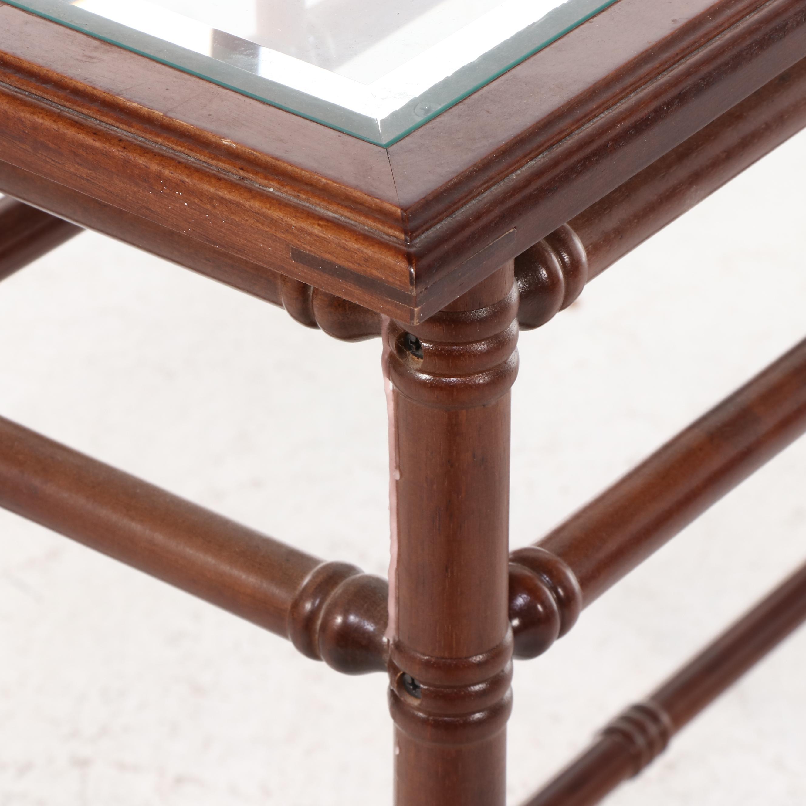 Bombay Company Federal Style Mahogany-Stained and Glass Top Console Table