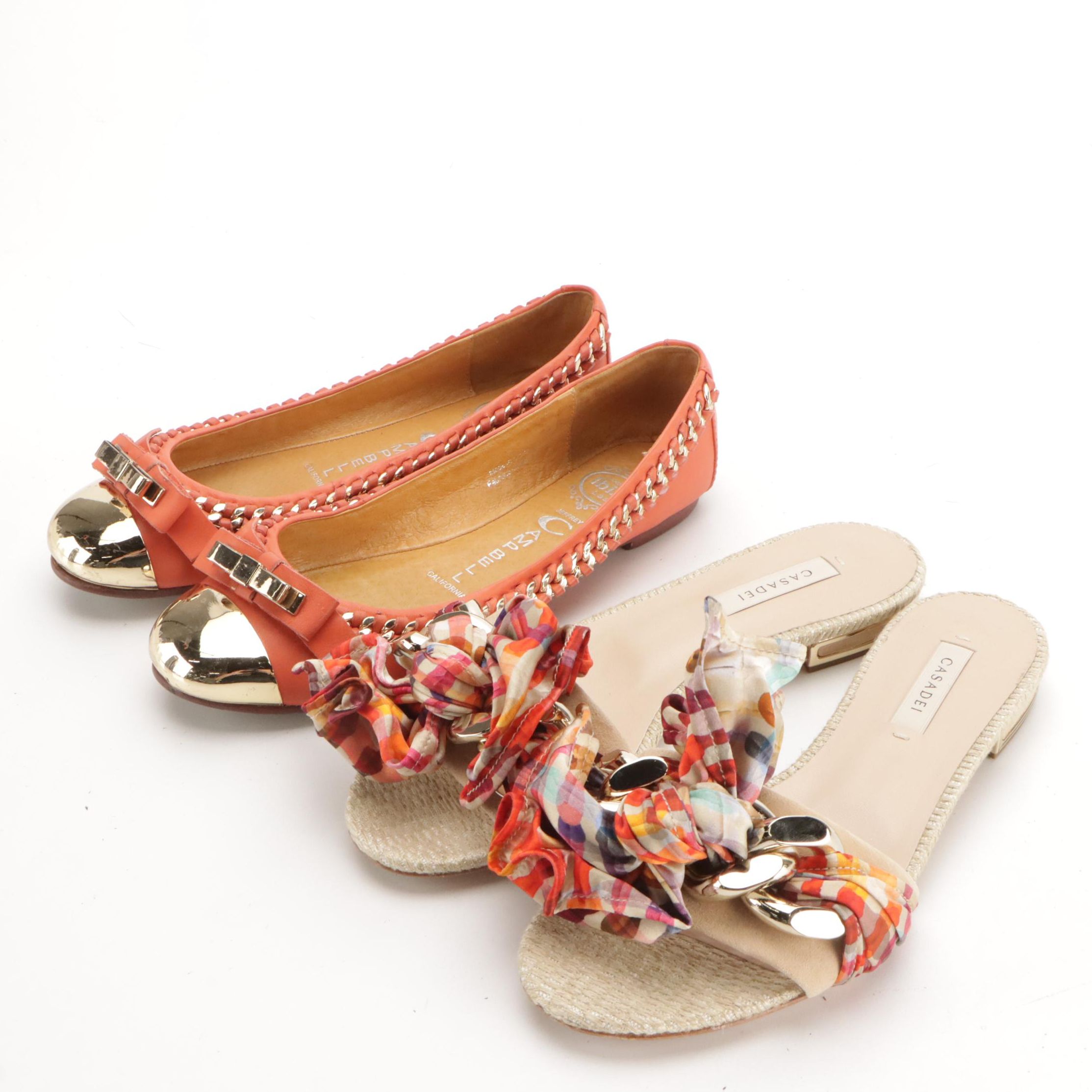 Jeffery Campbell Leather Flats and Casadei Sandals with Chain Detailing