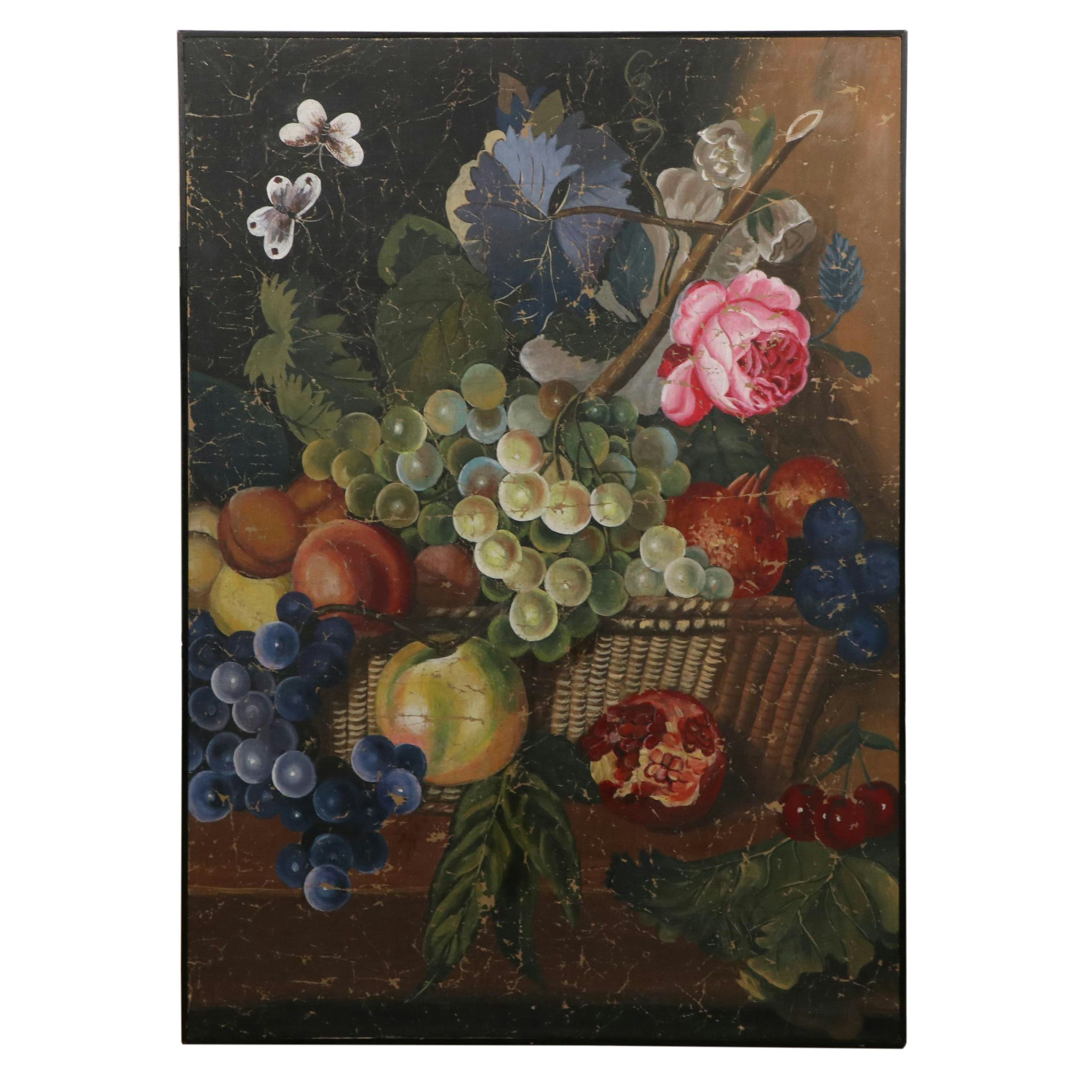 Acrylic Still Life Painting With Pomegranate, Mid 20th Century