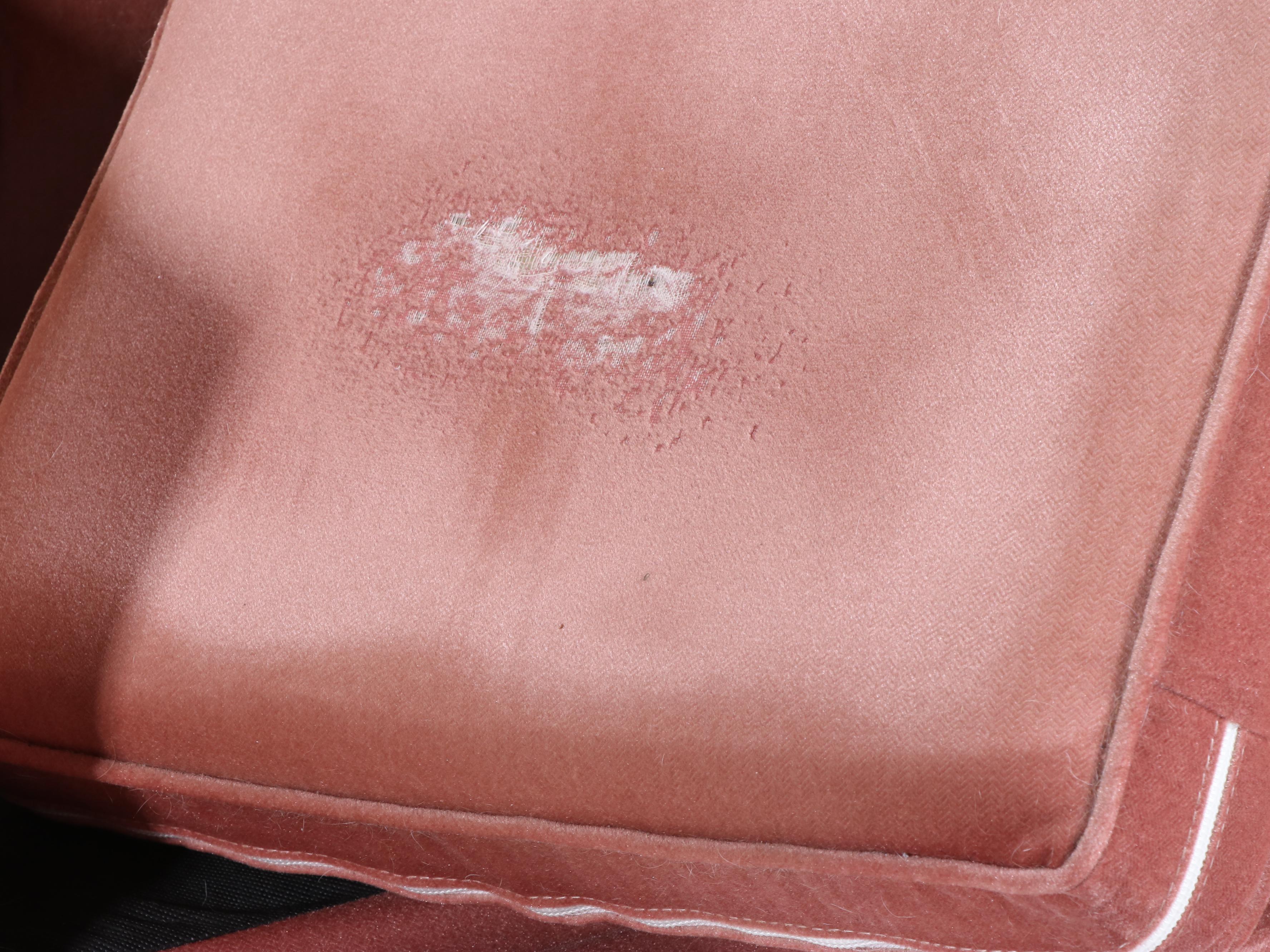 Pair of Les Brown Chair Co. Buttoned-Down Dusty Rose Swivel-Rockers and Ottomans