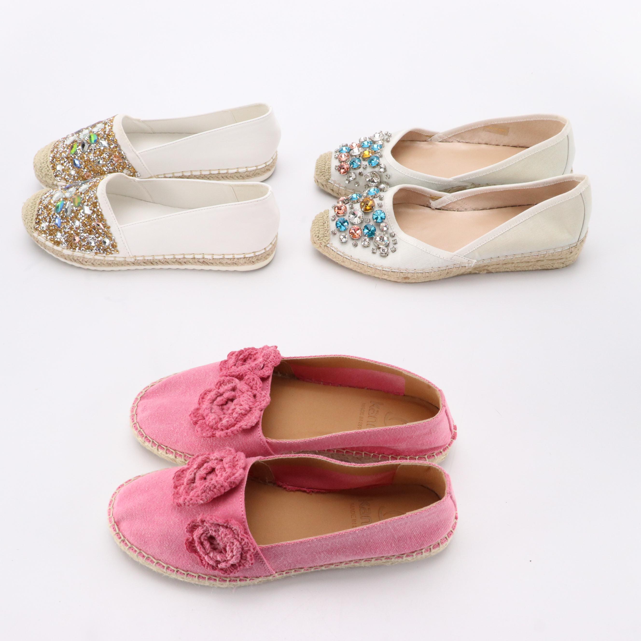 Kanna Pink Canvas, Laura Biagiotti and Bibi Lou Embellished Espadrilles Flats
