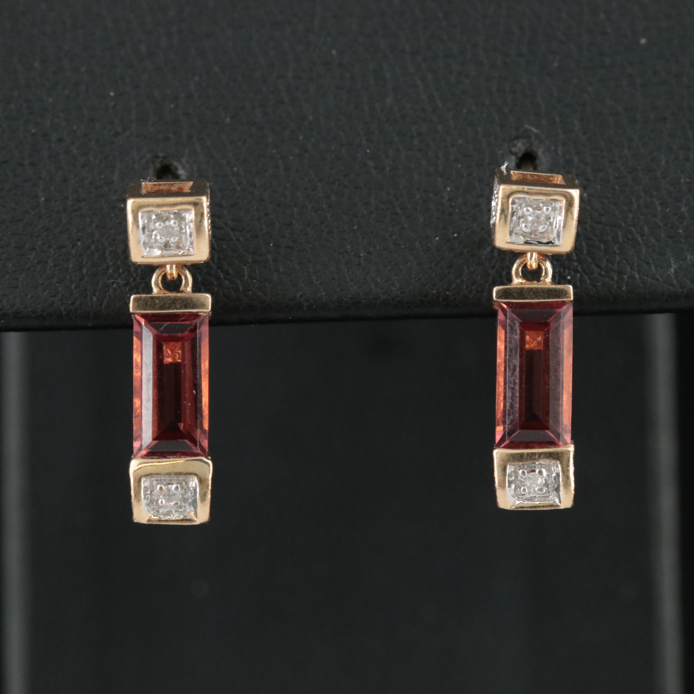 14K Tourmaline and Diamond Drop Earrings