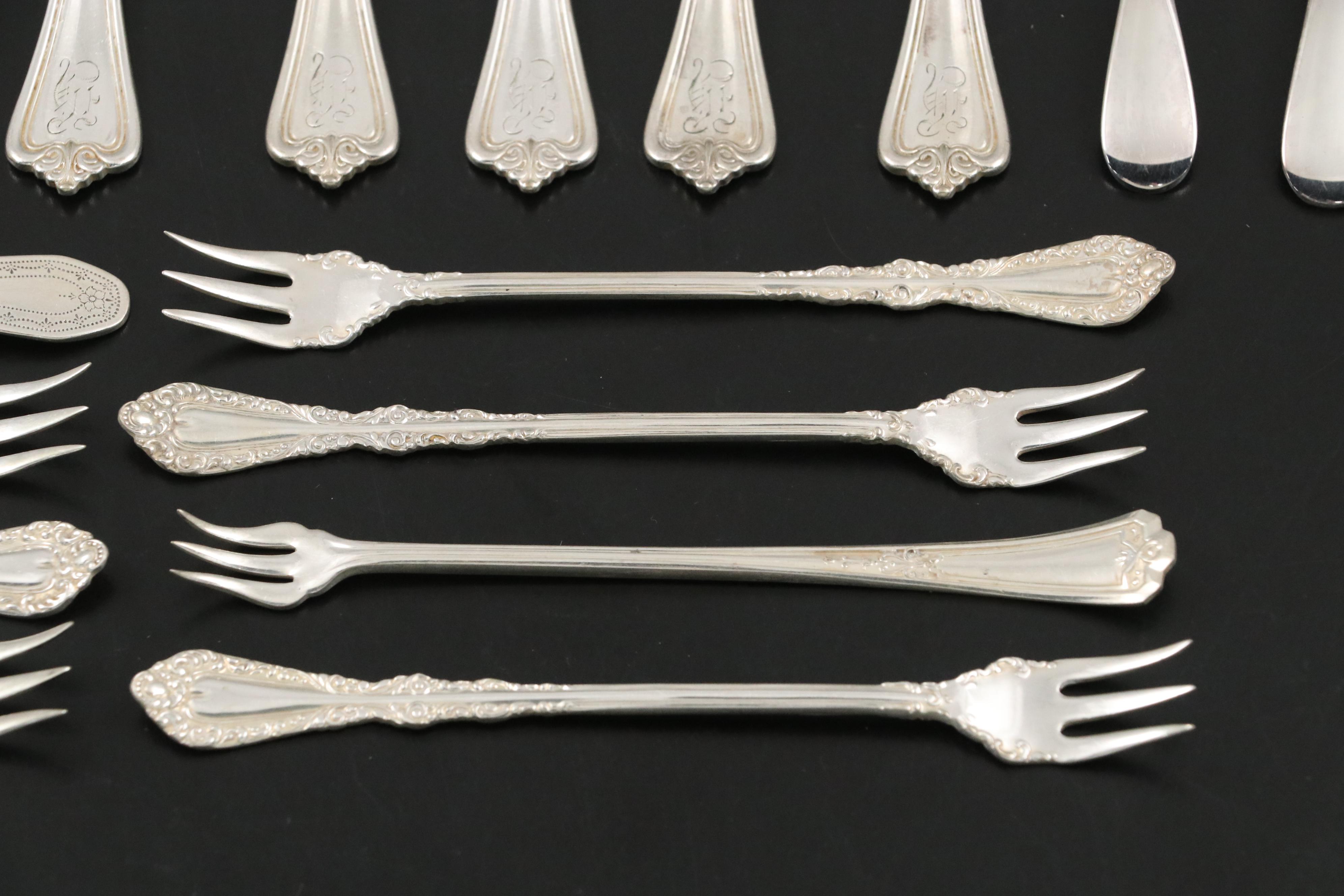 Silver Plate Flatware with Oneida Cups, Segmented Glass Tray and More