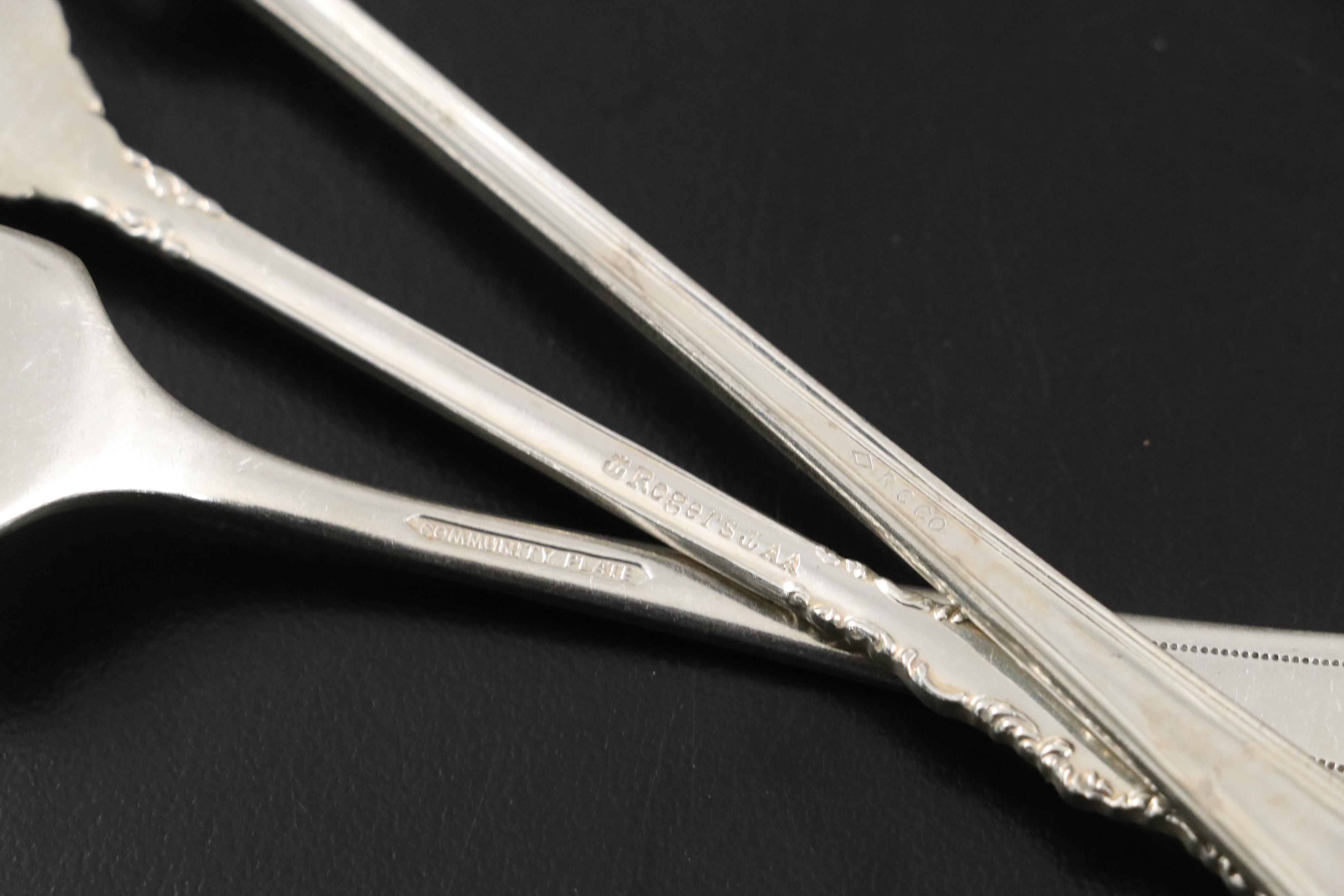 Silver Plate Flatware with Oneida Cups, Segmented Glass Tray and More