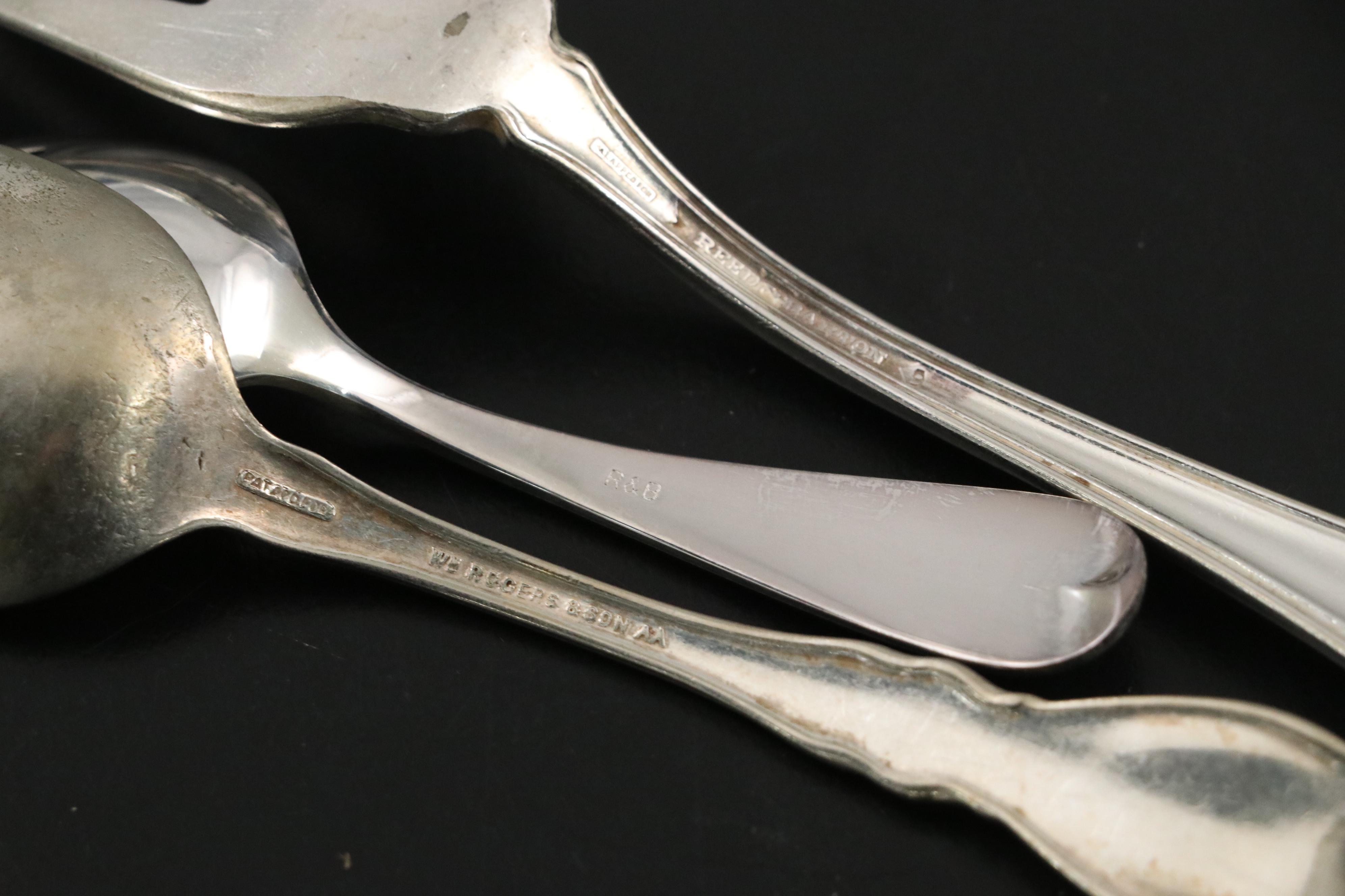 Silver Plate Flatware with Oneida Cups, Segmented Glass Tray and More