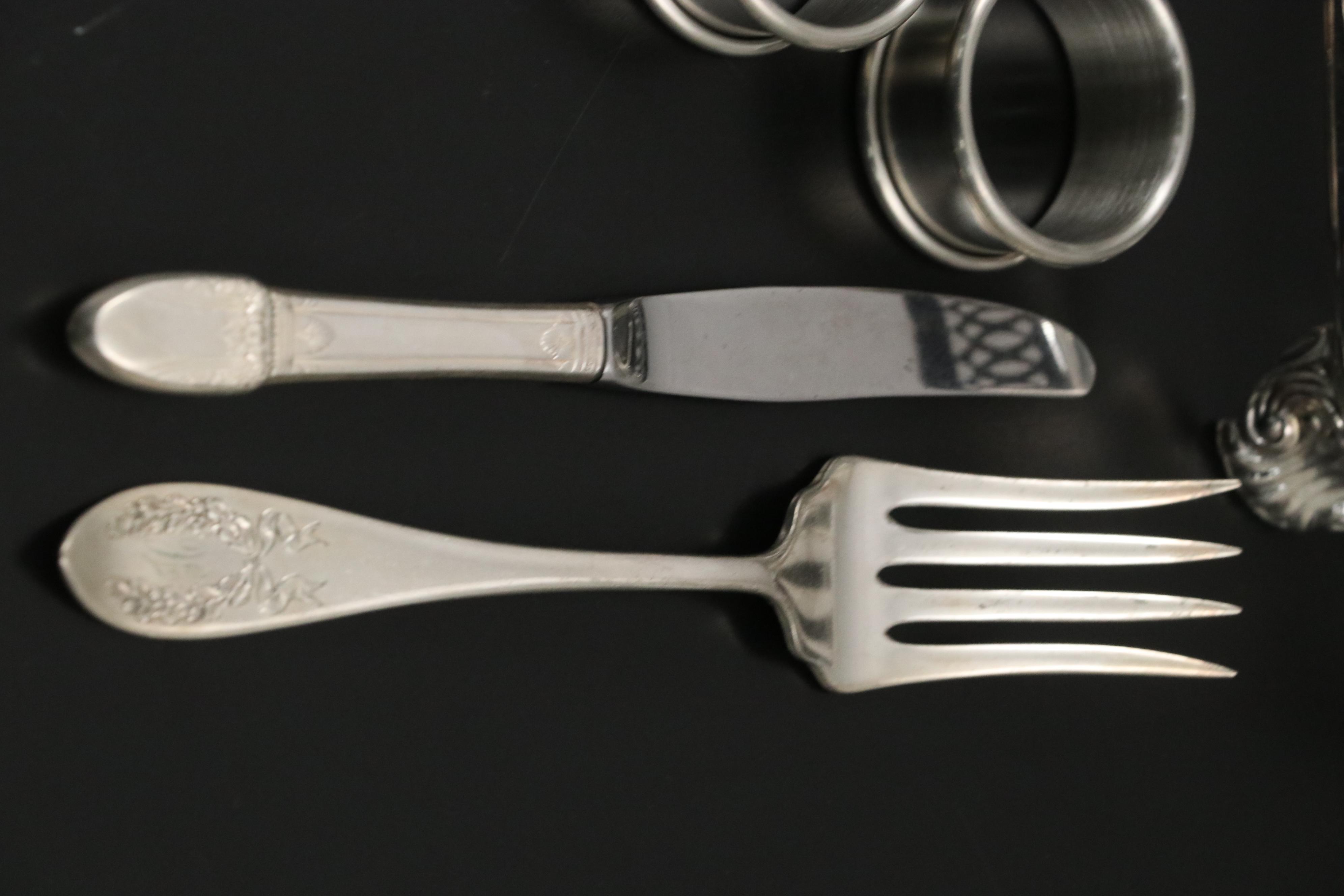 Silver Plate Flatware with Oneida Cups, Segmented Glass Tray and More