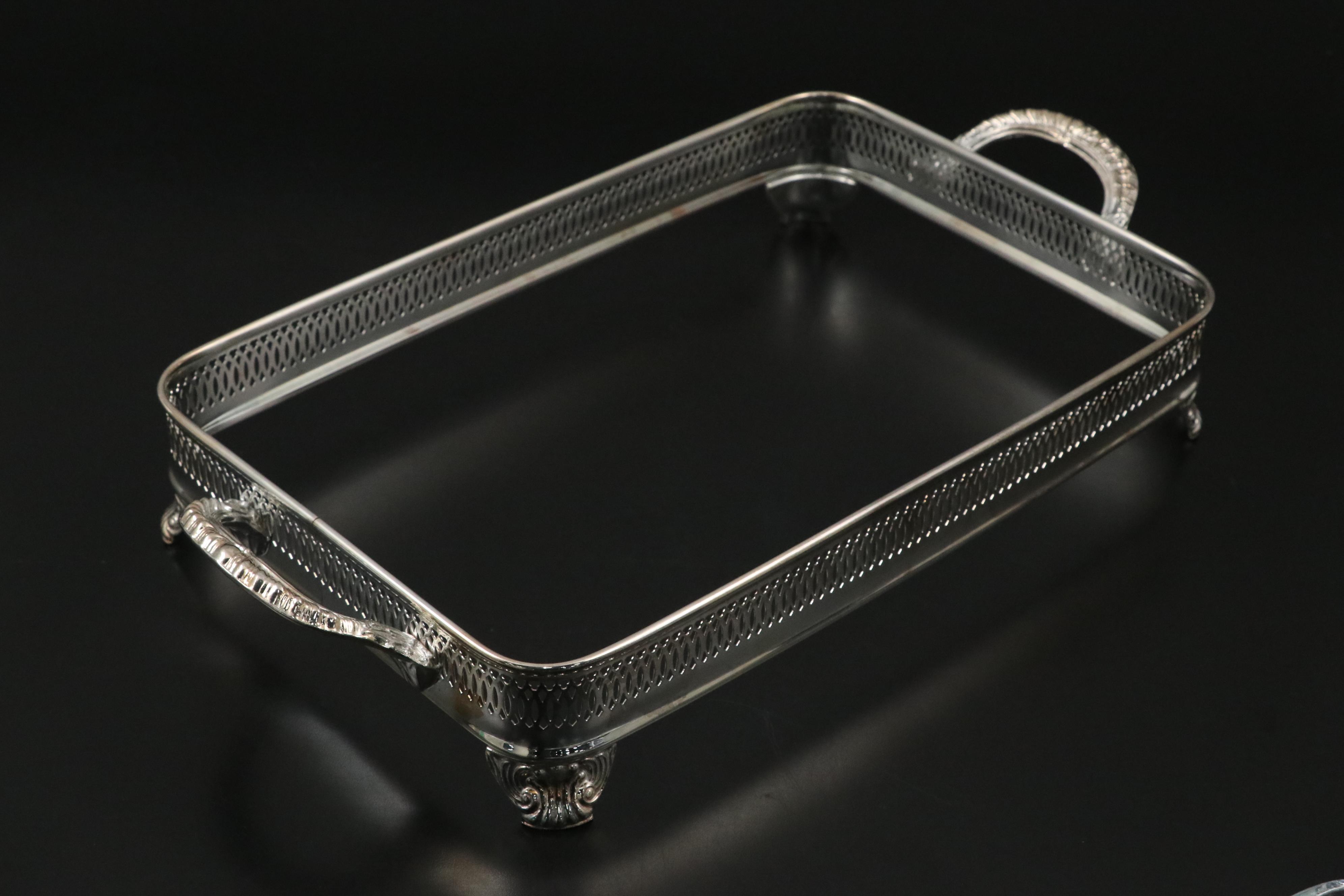 Silver Plate Flatware with Oneida Cups, Segmented Glass Tray and More