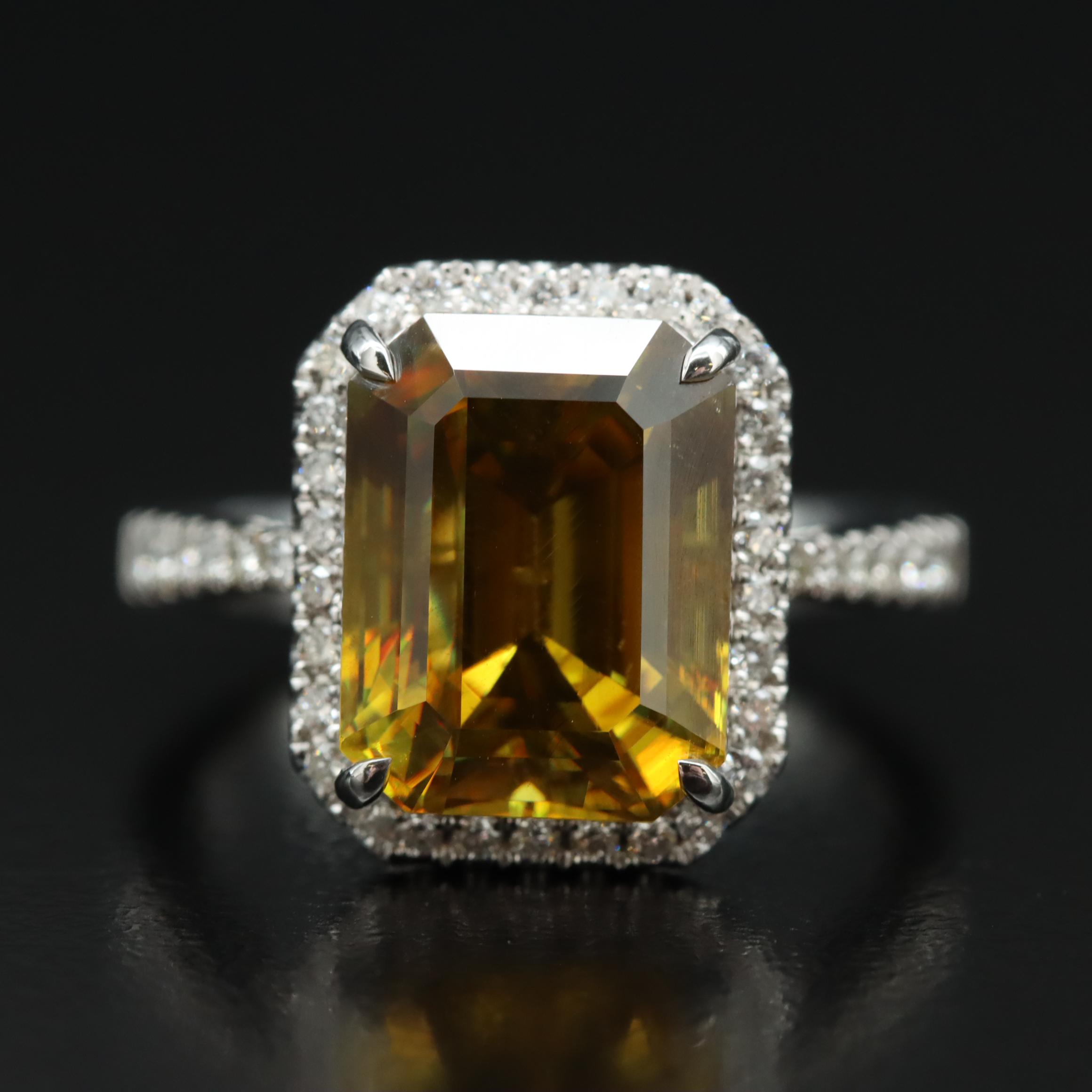18K Sphene and Diamond Ring