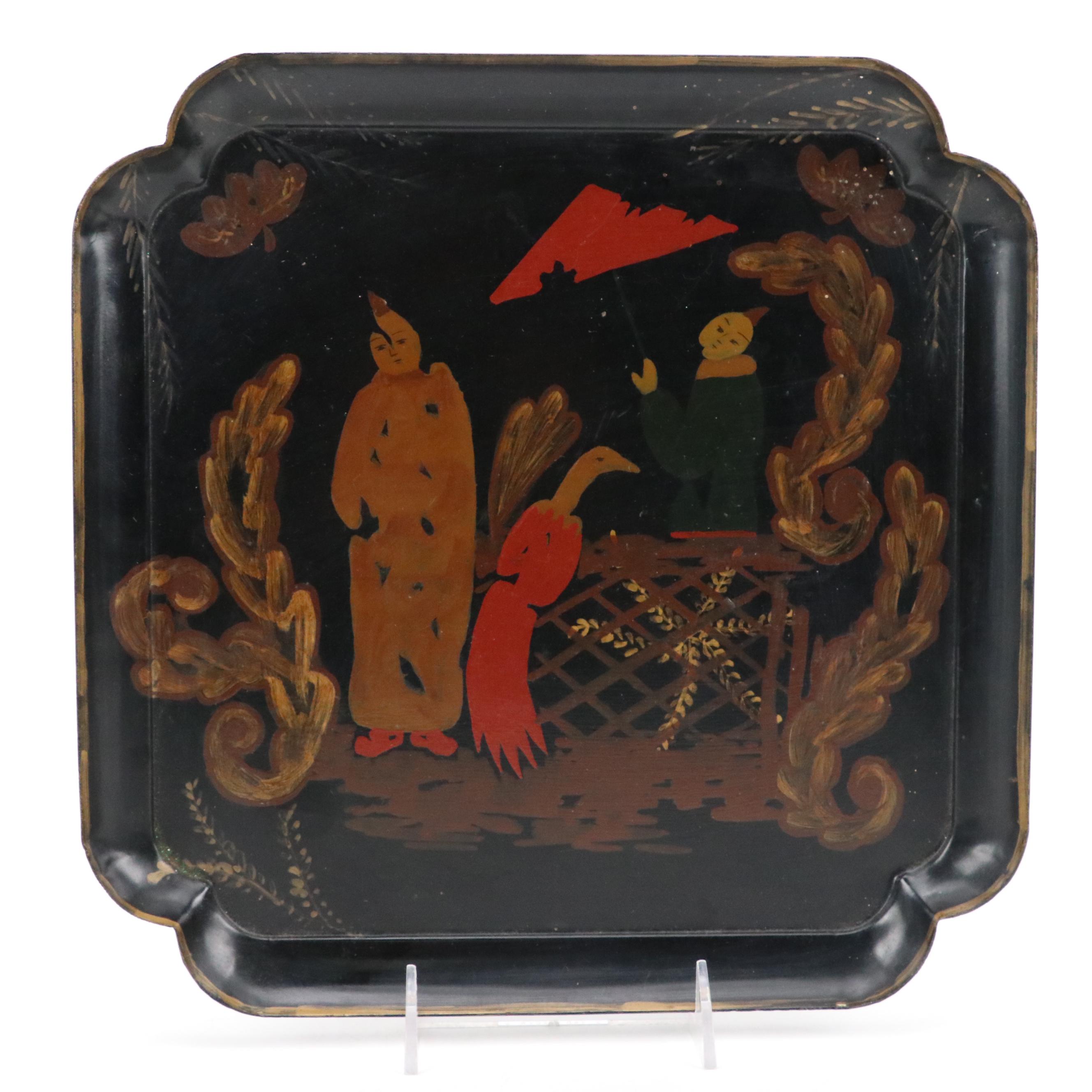 Chinoiserie Hand-Painted Toleware Tray, 1990