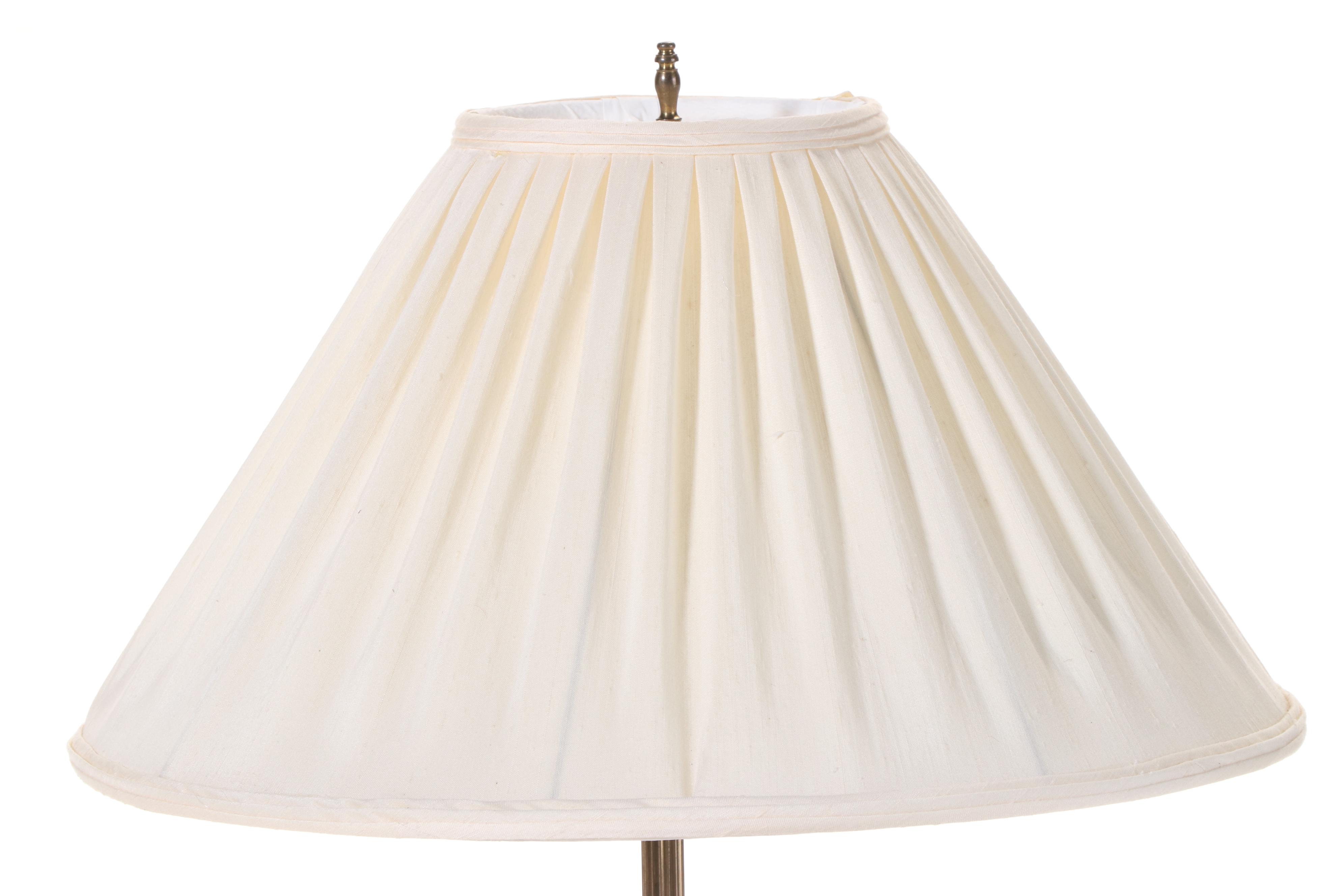 Frederick Cooper Wooden Faux Bamboo and Brass Tray Floor Table Lamp