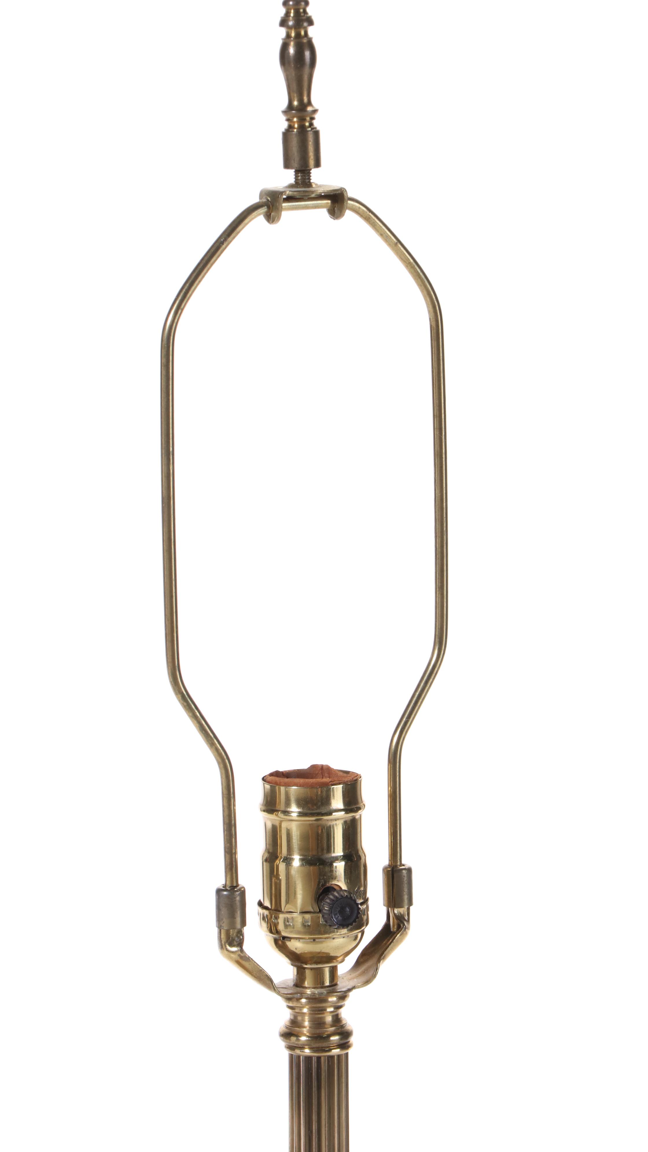 Frederick Cooper Wooden Faux Bamboo and Brass Tray Floor Table Lamp