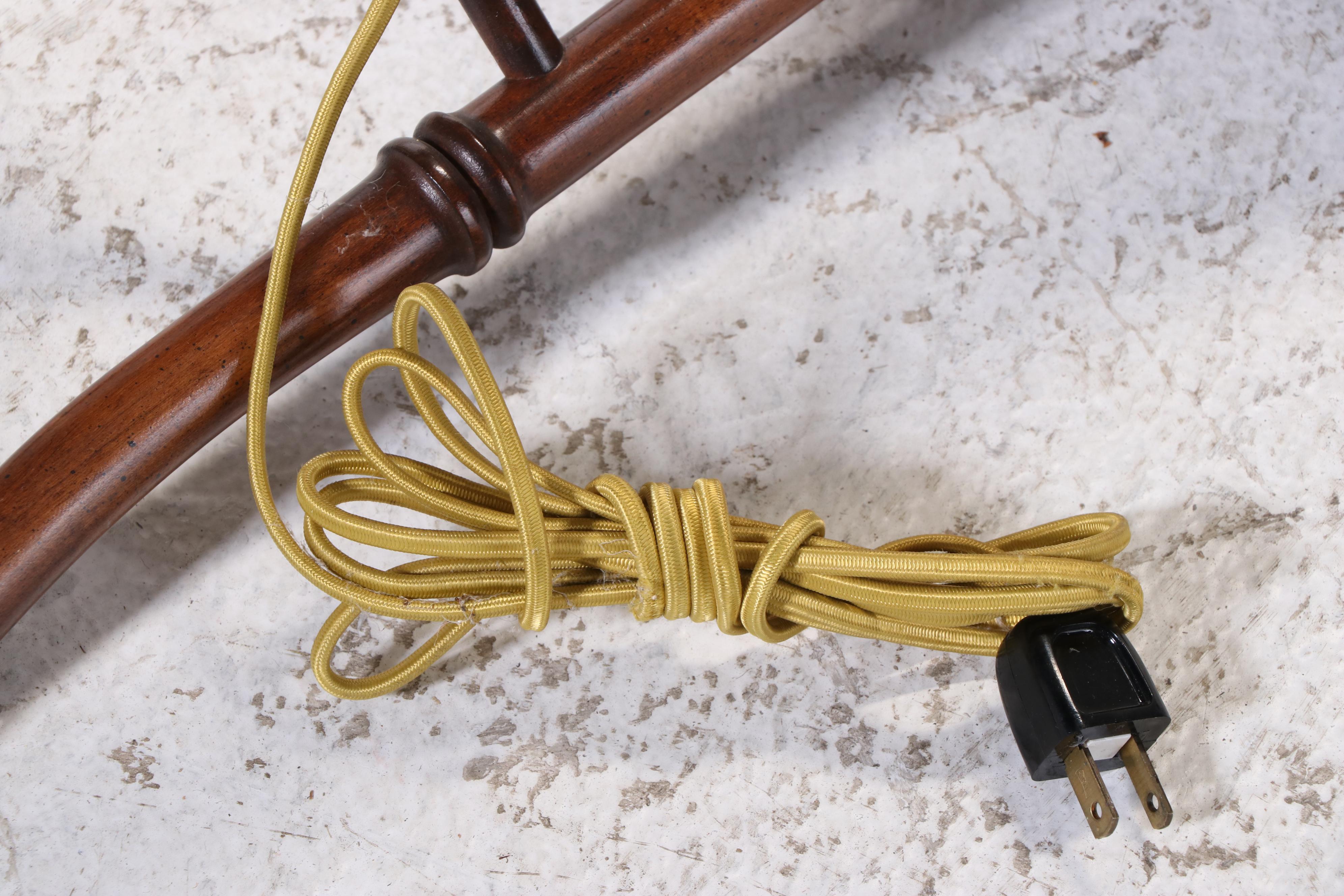 Frederick Cooper Wooden Faux Bamboo and Brass Tray Floor Table Lamp