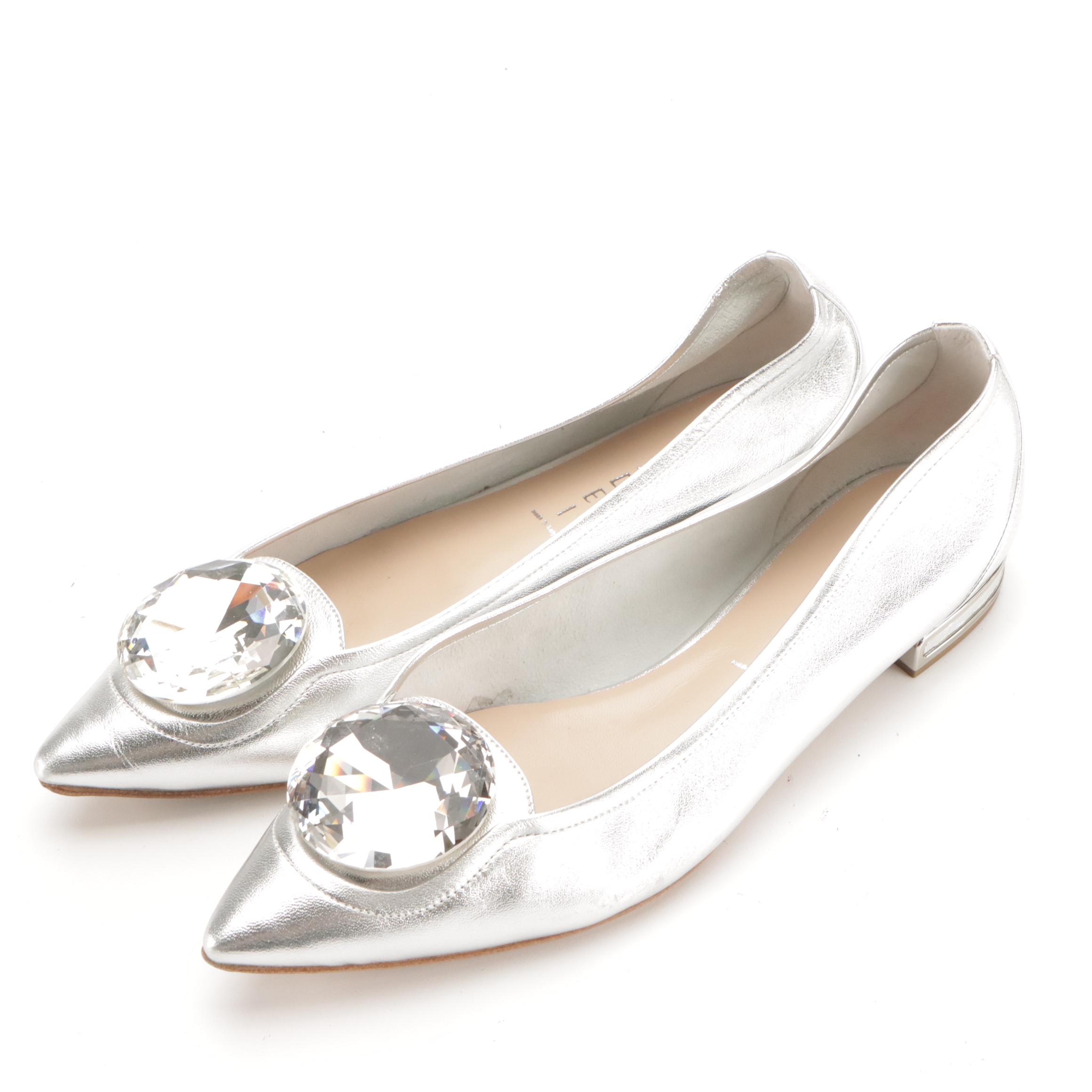Eddy Daniele Swarovski Crystal and Casadei Rhinestone Embellished Flats