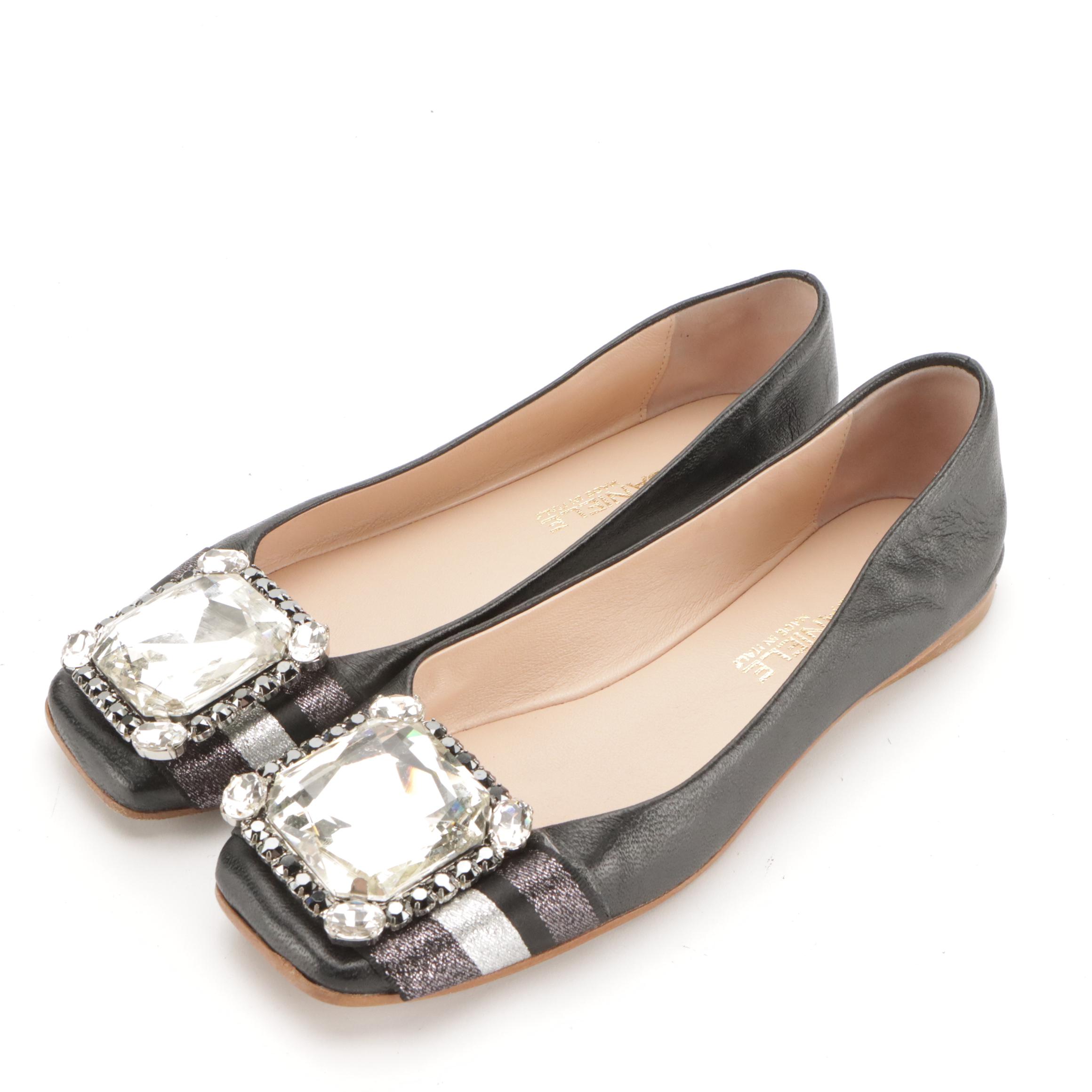 Eddy Daniele Swarovski Crystal and Casadei Rhinestone Embellished Flats