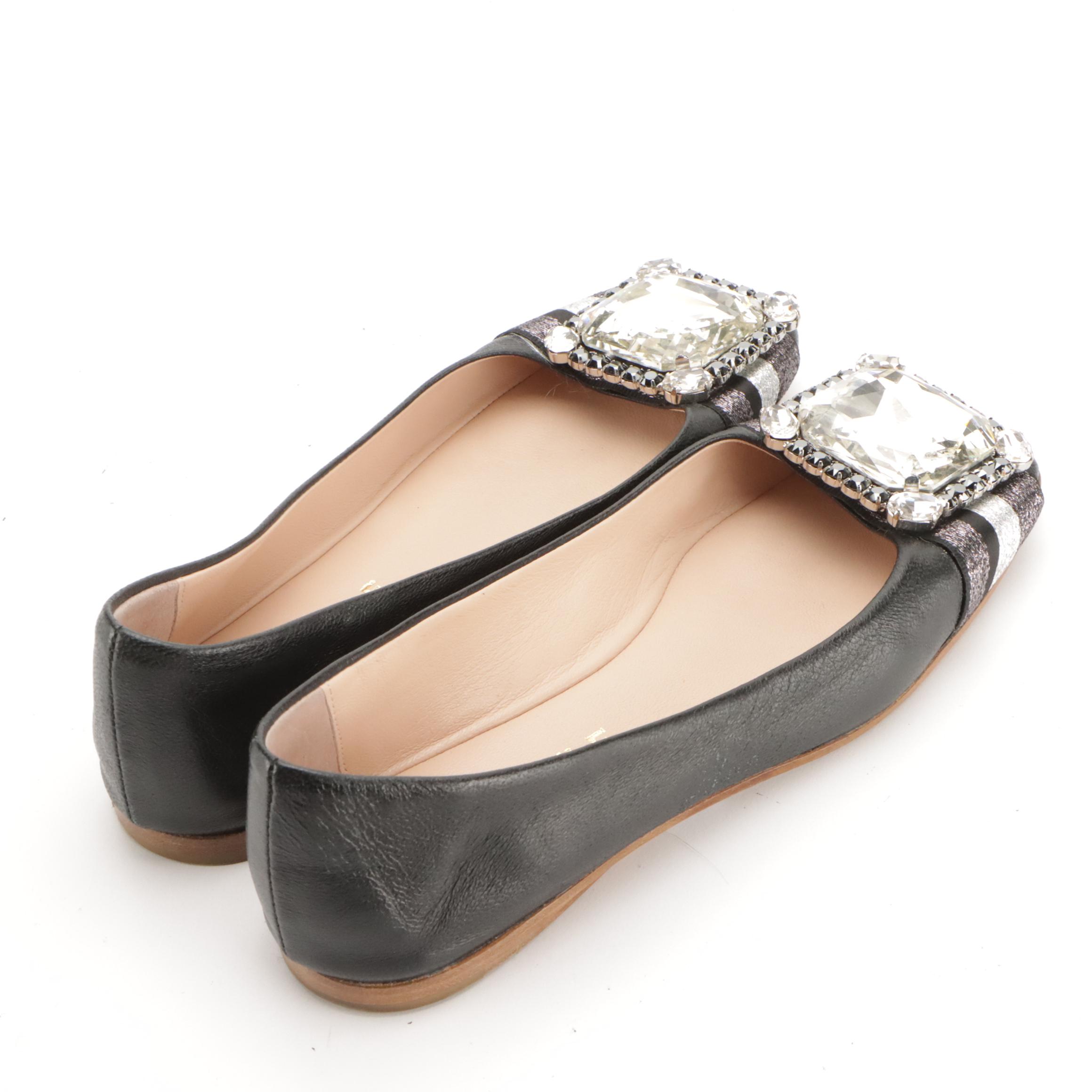 Eddy Daniele Swarovski Crystal and Casadei Rhinestone Embellished Flats