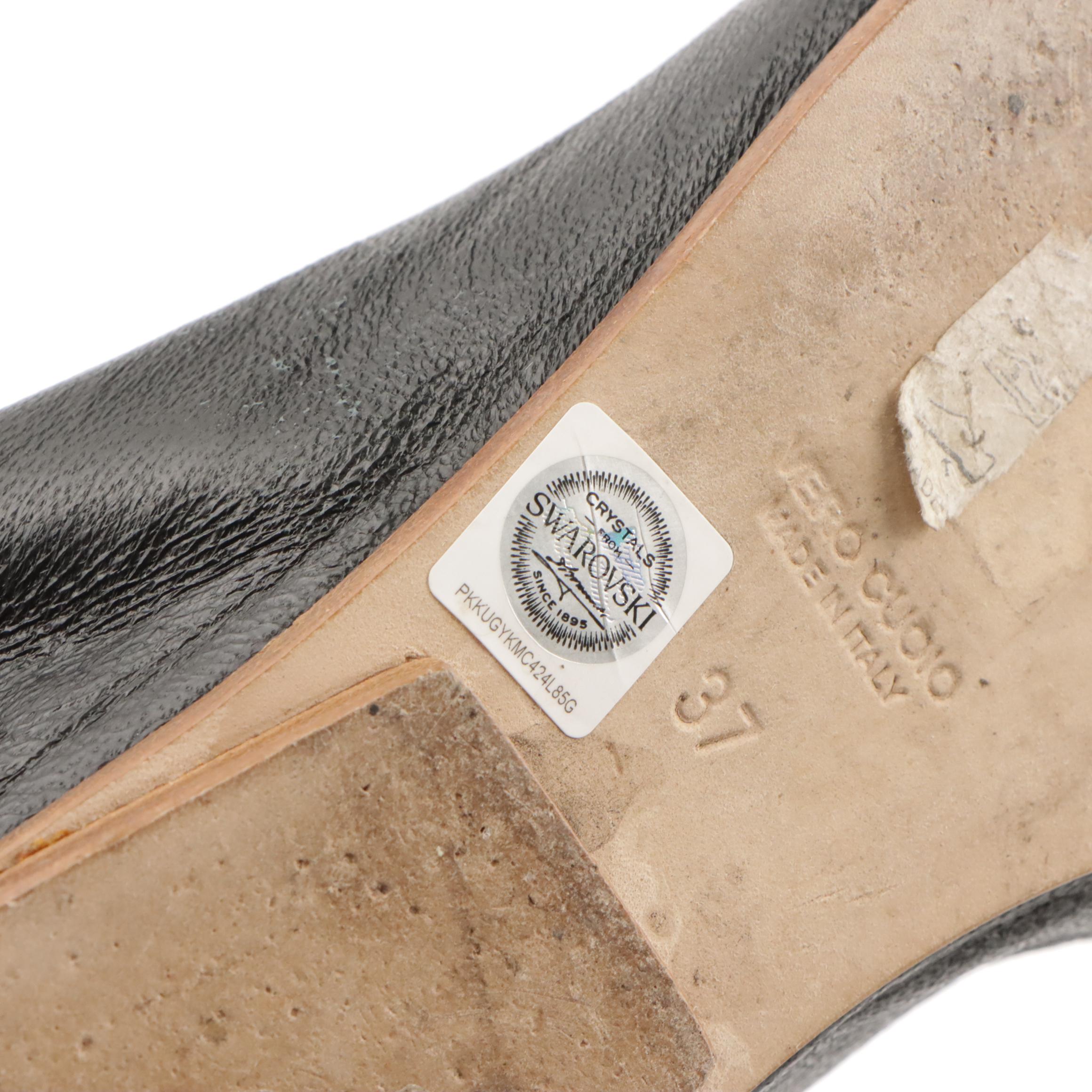 Eddy Daniele Swarovski Crystal and Casadei Rhinestone Embellished Flats