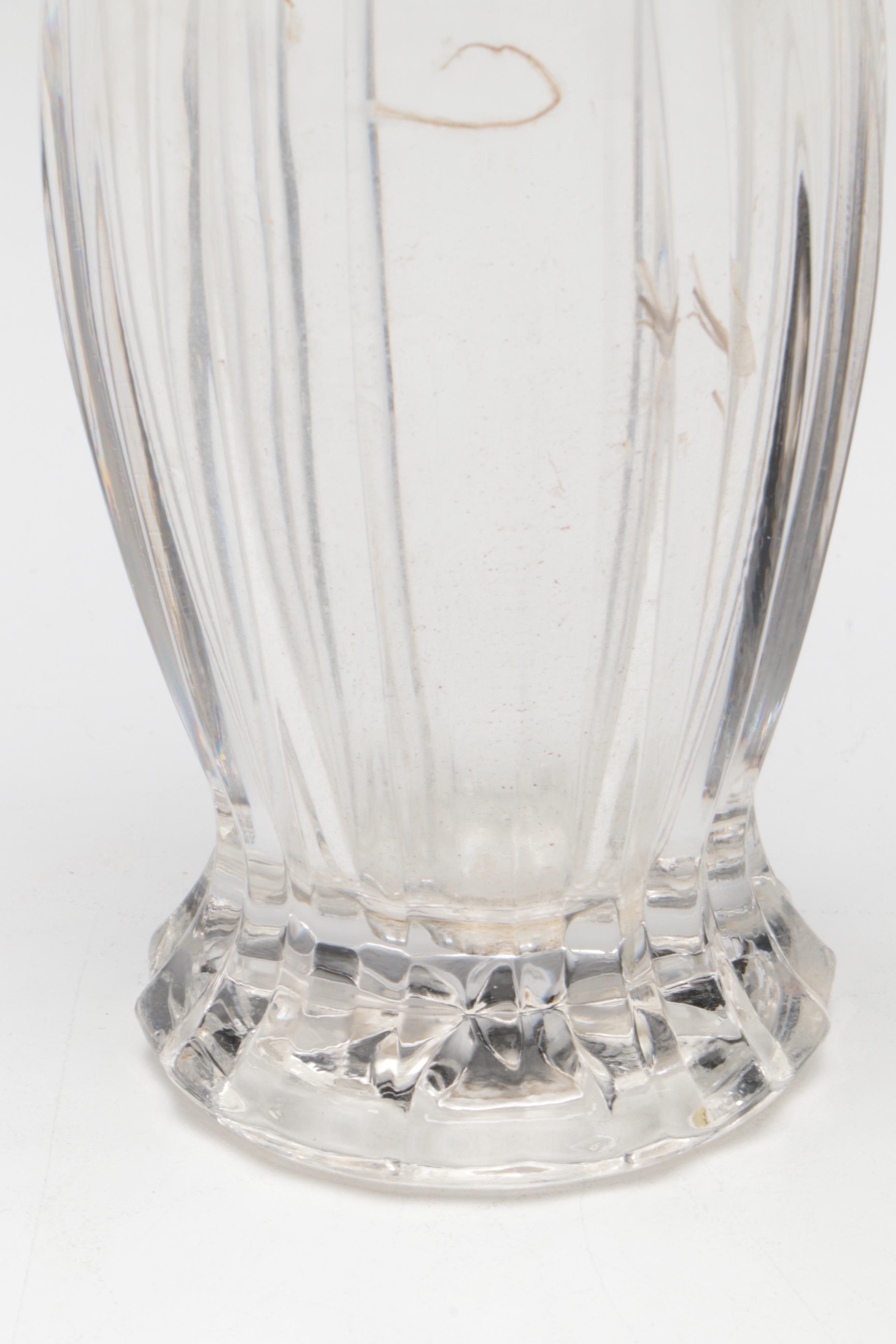 Victorian Pressed Glass Curtain Ties with Murano Style Basket and Other Vase