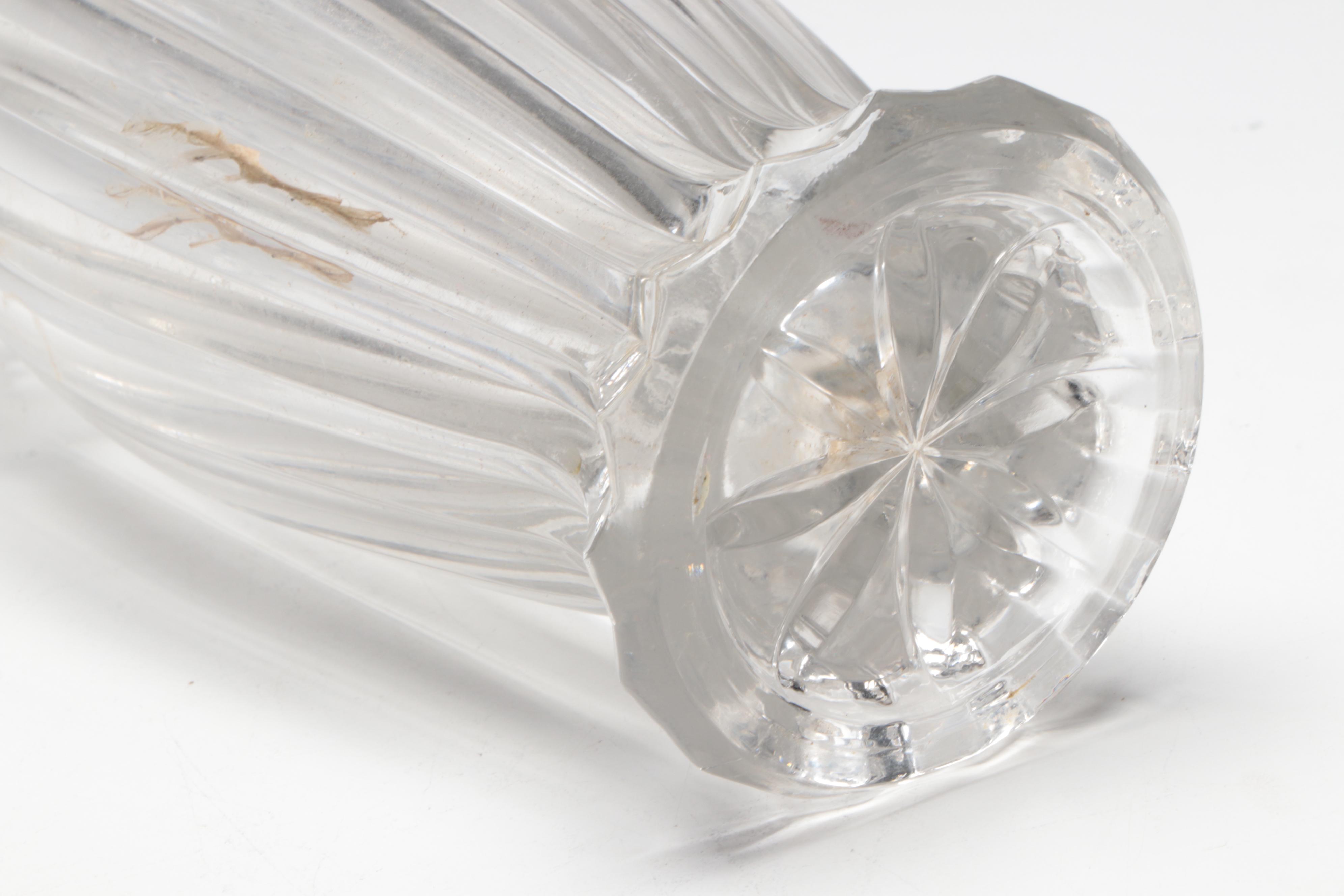 Victorian Pressed Glass Curtain Ties with Murano Style Basket and Other Vase