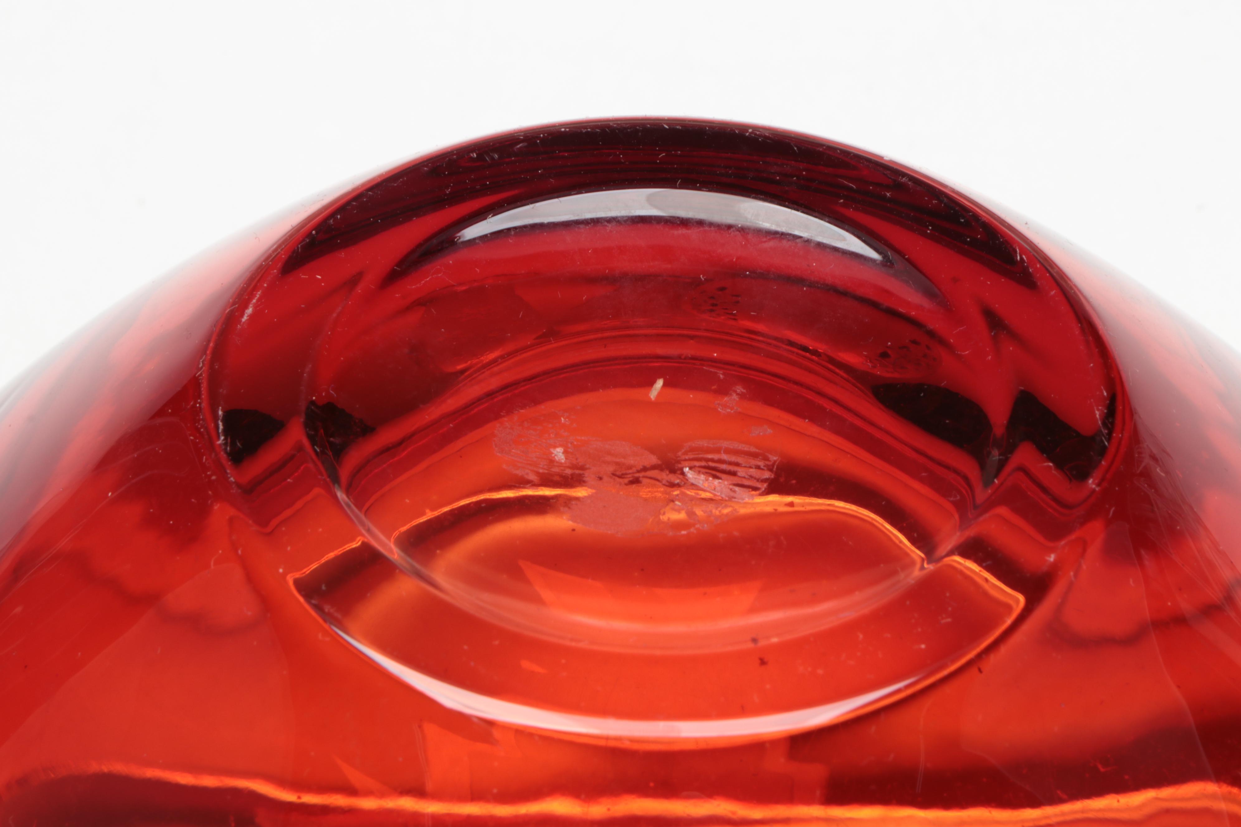 Lenox Fine China Vases with Gilt-Decorated Pumpkin Votive and Red Glass Bowl