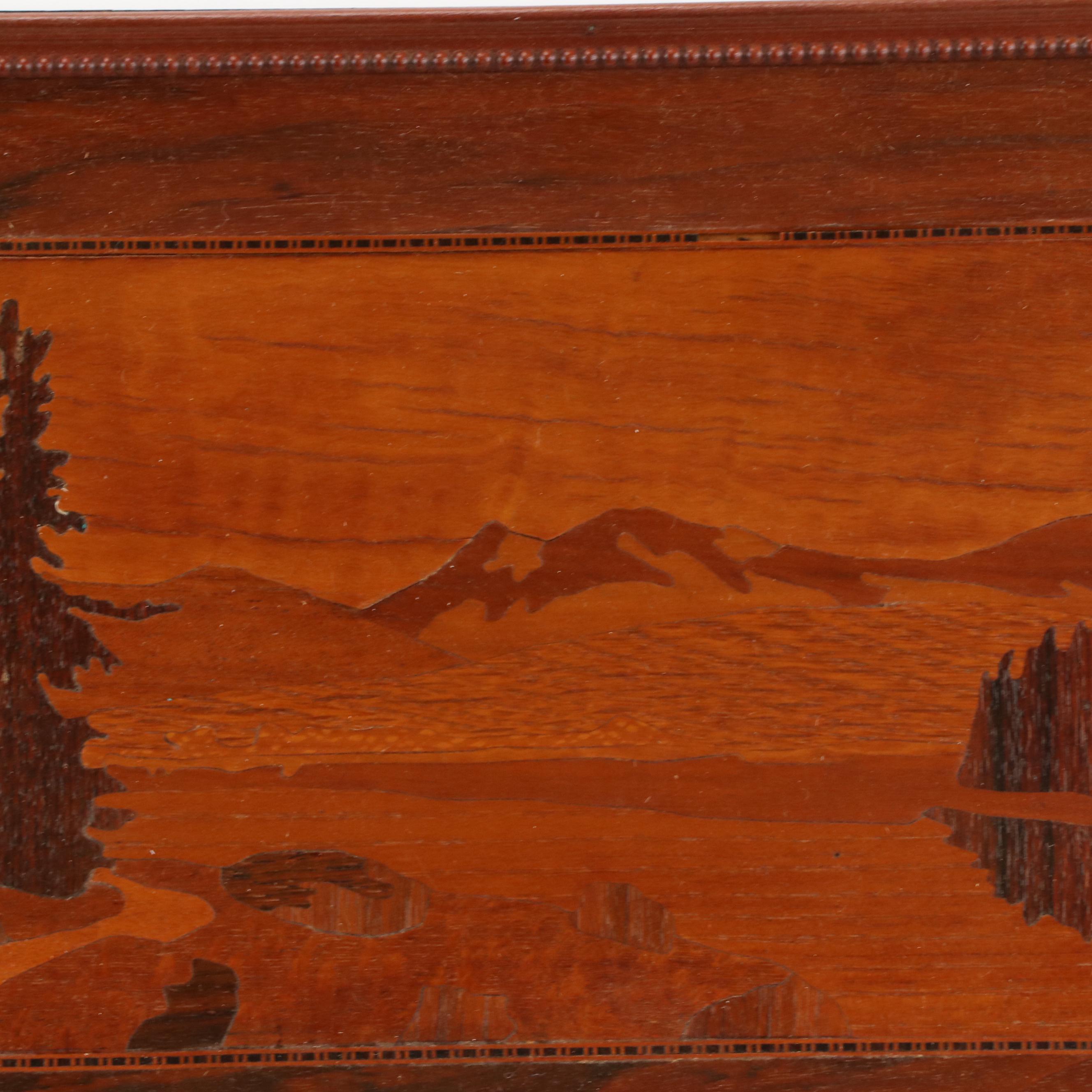 Wood Marquetry Landscape Panel, 20th Century