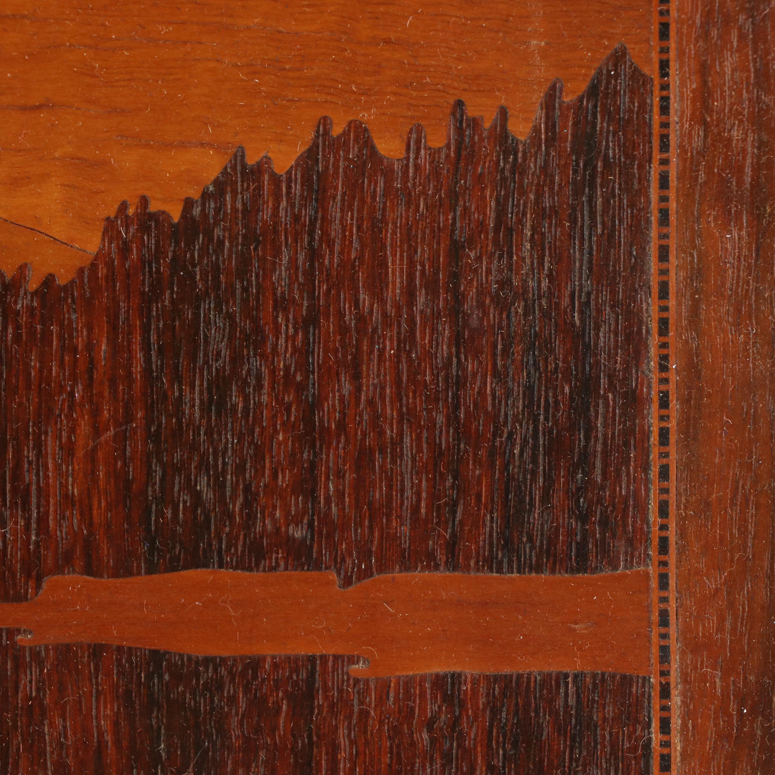 Wood Marquetry Landscape Panel, 20th Century