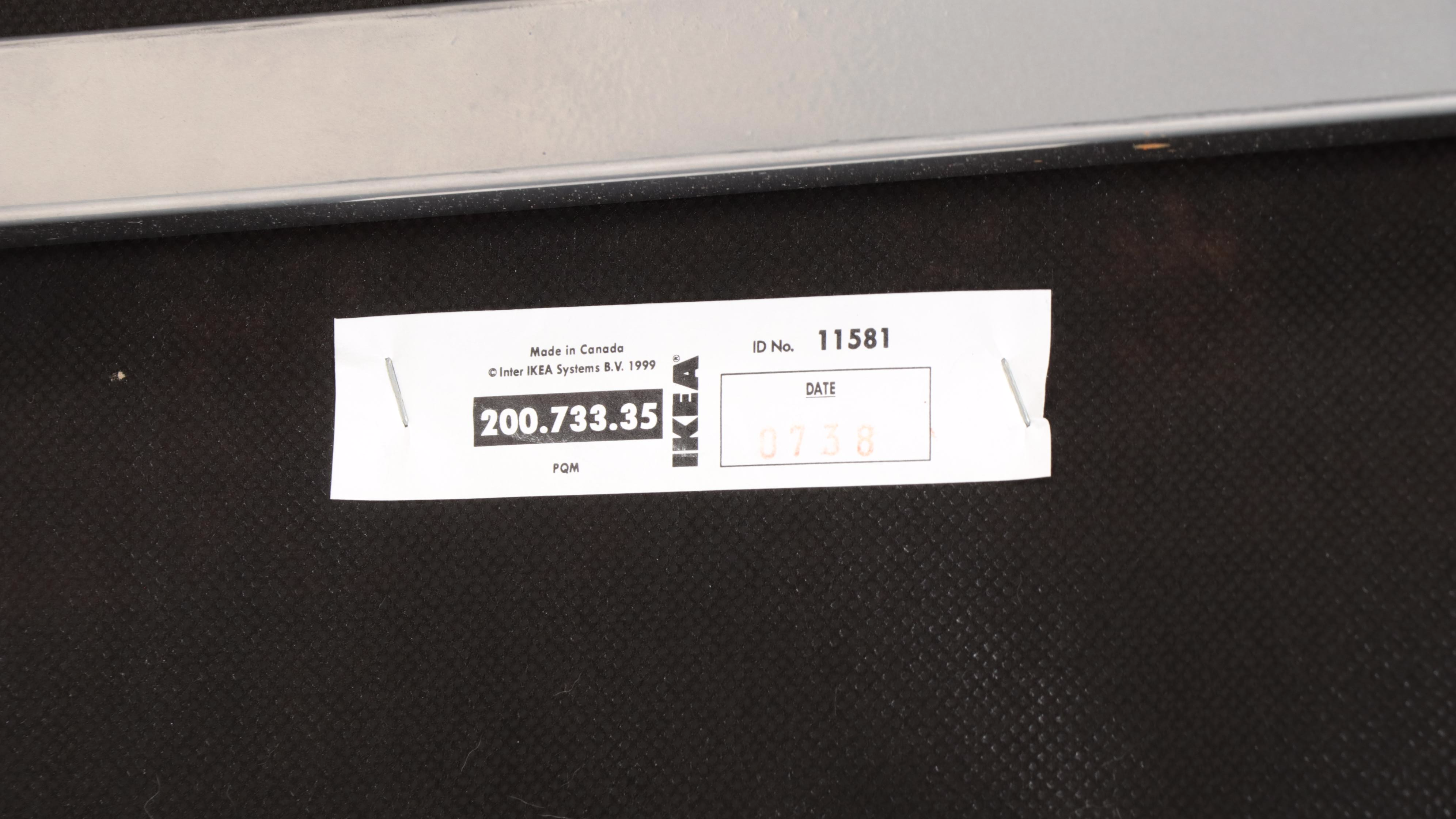 IKEA Silver Powder-Coated Metal and Black Leather Sofa