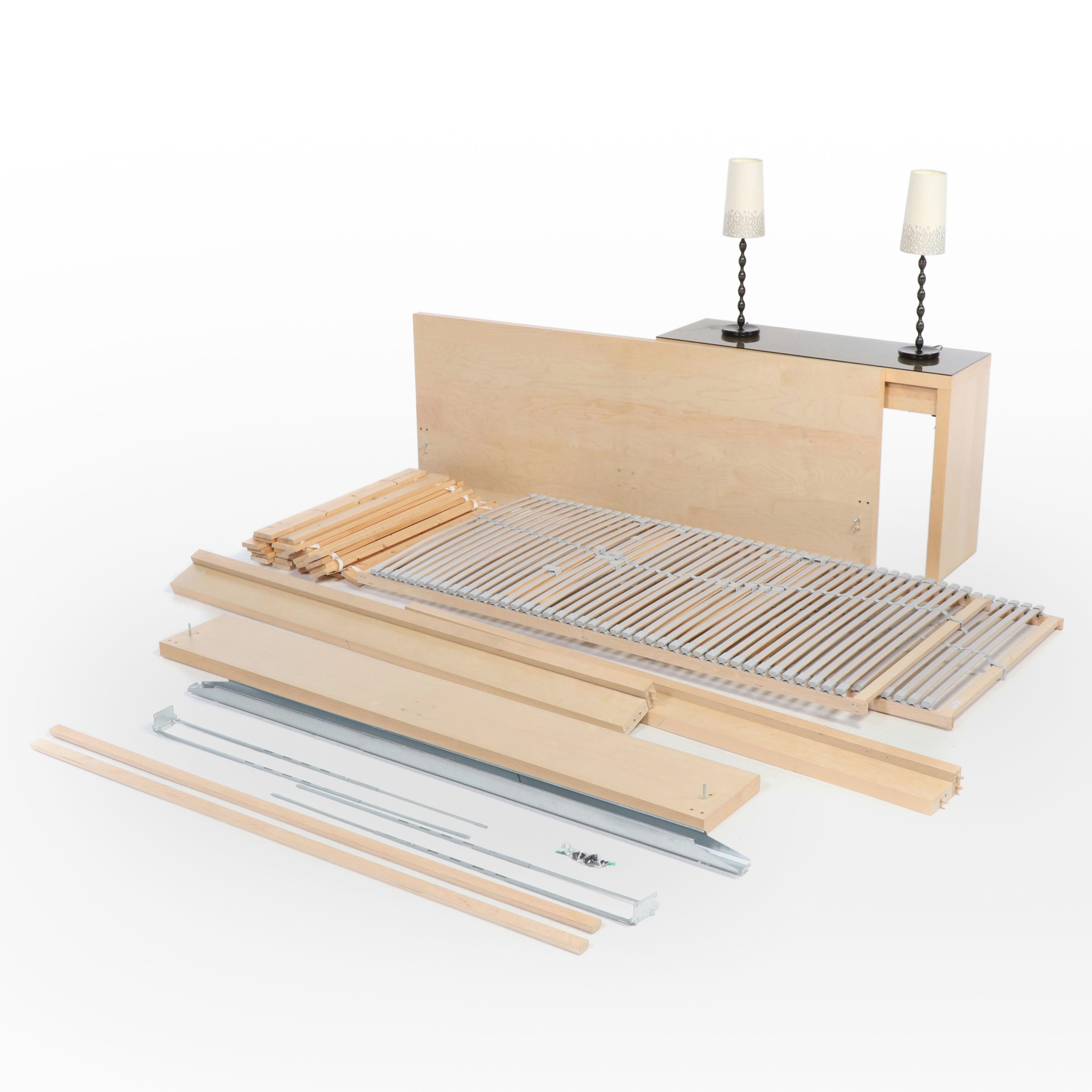 IKEA Sultan Laxeby Slatted Bed Base with Console Table and Other Furniture