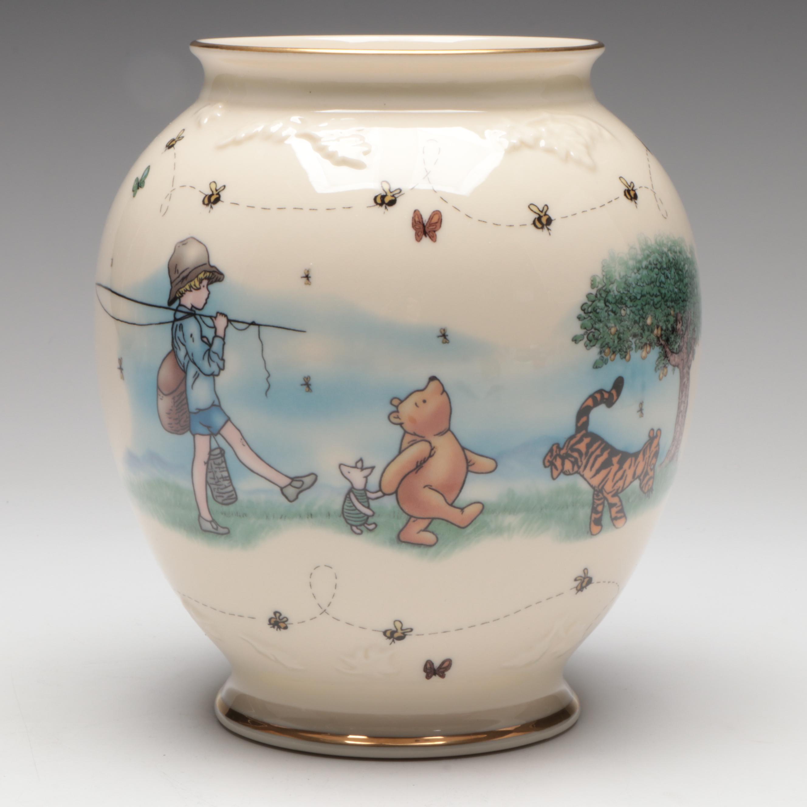 Lenox Porcealin "The Honey Pot Vase" with  Other Bud Vase and Fenton Basket