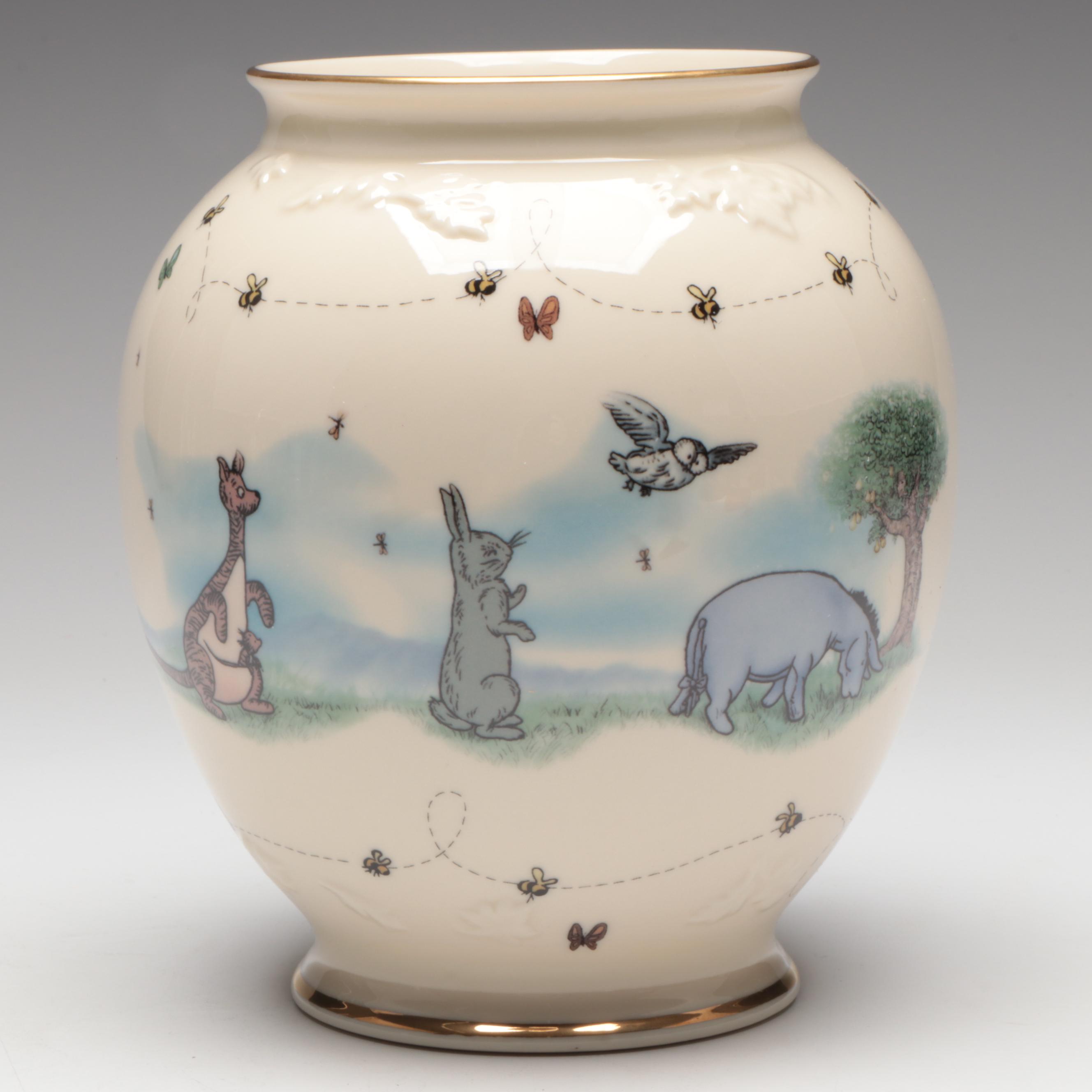 Lenox Porcealin "The Honey Pot Vase" with  Other Bud Vase and Fenton Basket