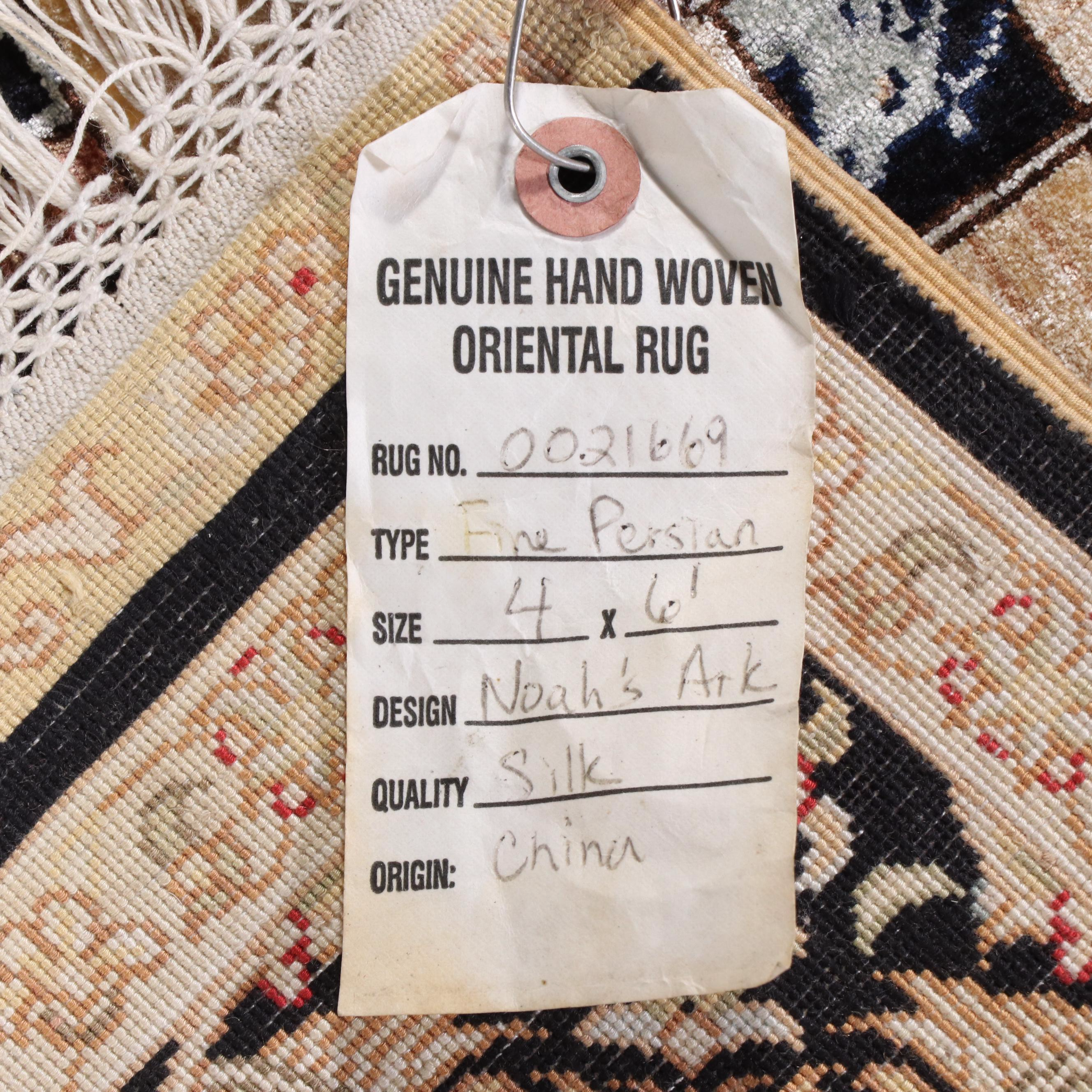 4'5 x 6'1 Hand-Knotted Sino-Persian "Noah's Ark" Silk Area Rug