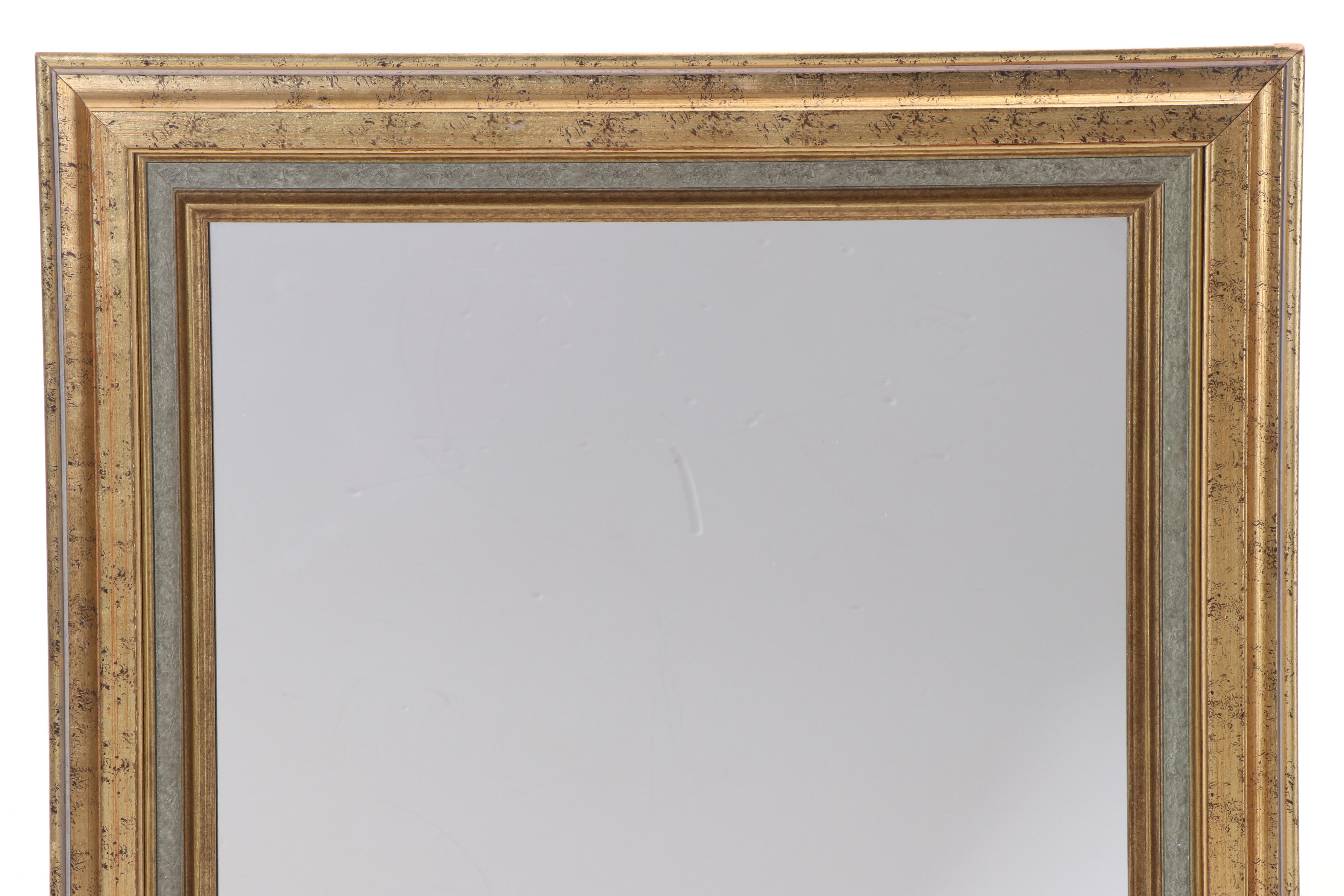 Gardner Mirror Corp Gilt and Silver Wood Rectangular Frame Wall Mirror