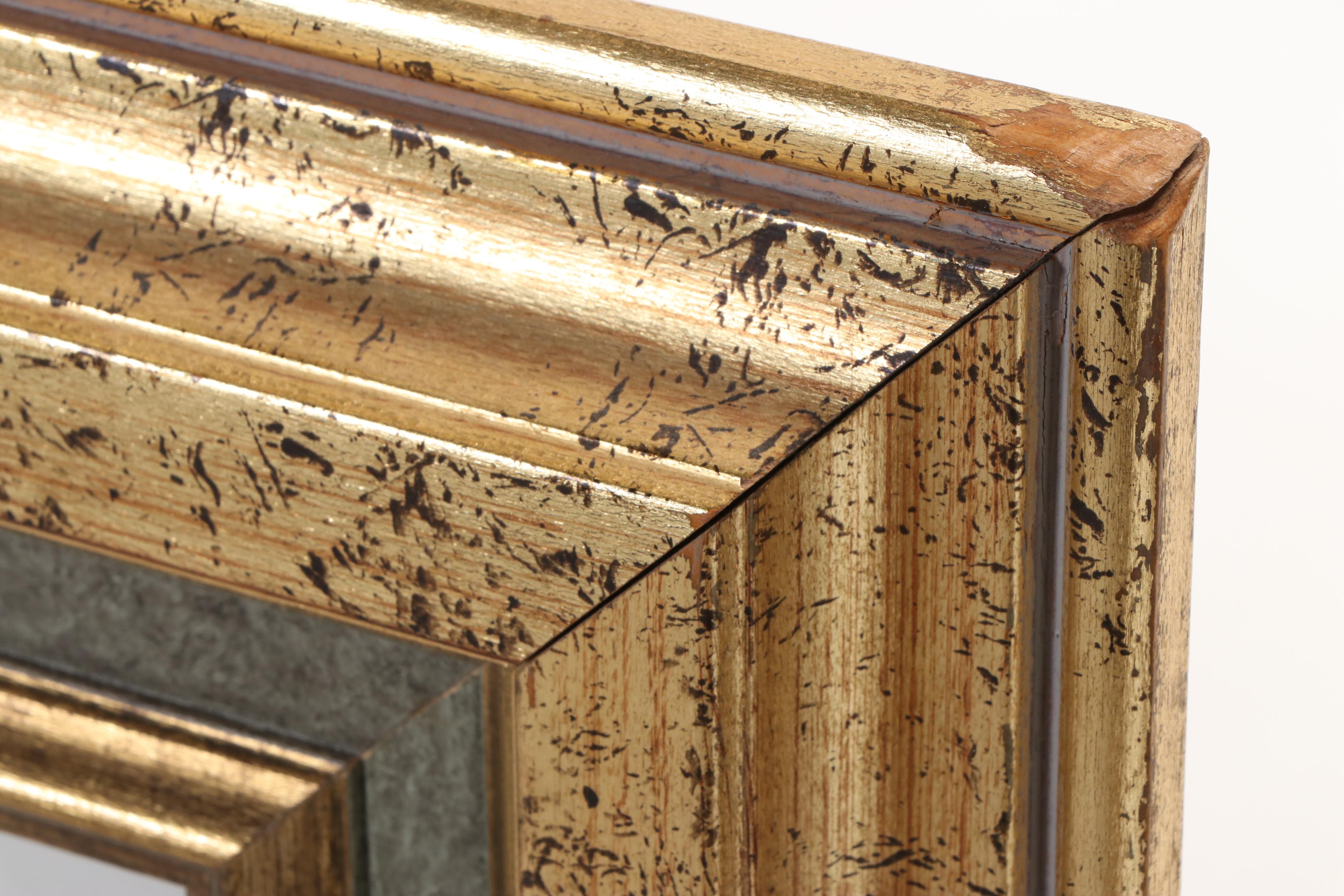 Gardner Mirror Corp Gilt and Silver Wood Rectangular Frame Wall Mirror