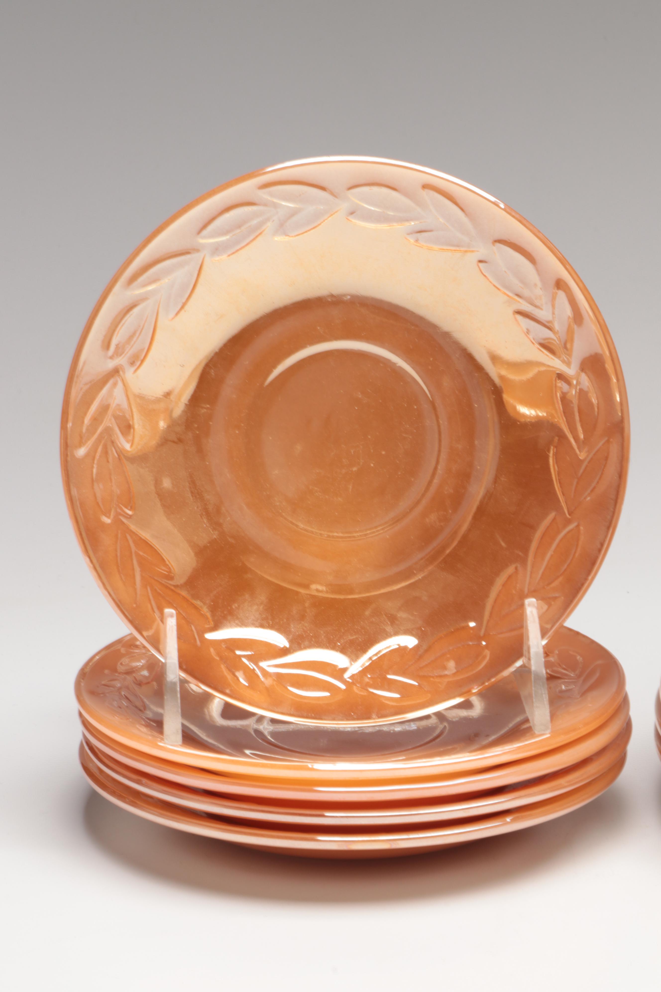 Anchor Hocking "Peach Lustre Laurel" Fire-King Glass Dinnerware with More Décor